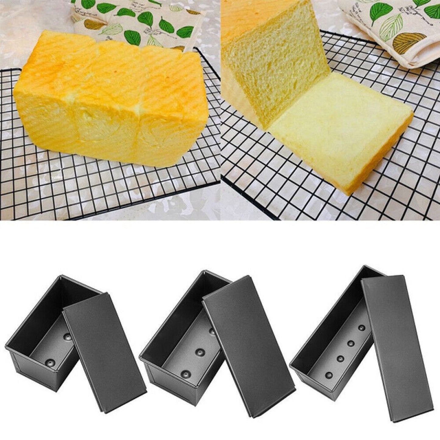 Loaf Bread Baking Mould with Lid Non Stick Toast Box