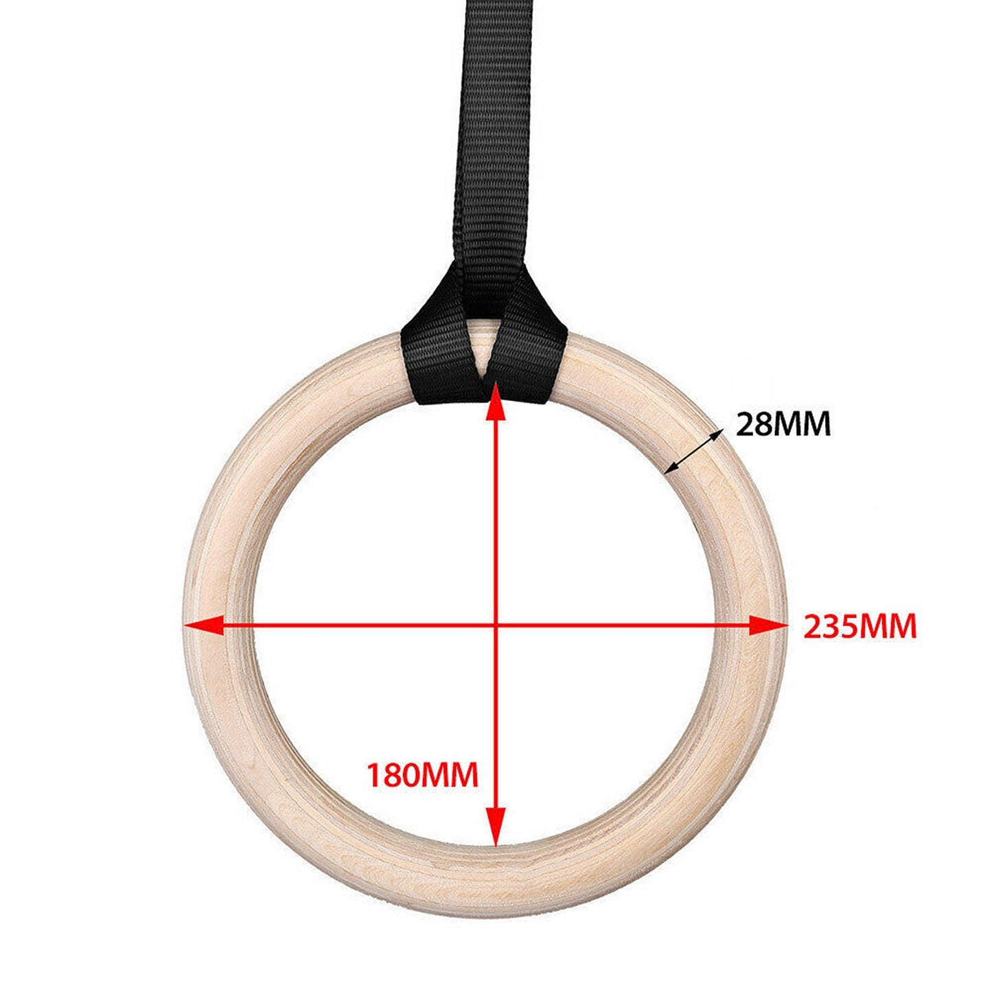 Wooden Gymnastic Rings with Adjustable Straps for Crossfit and Strength Training