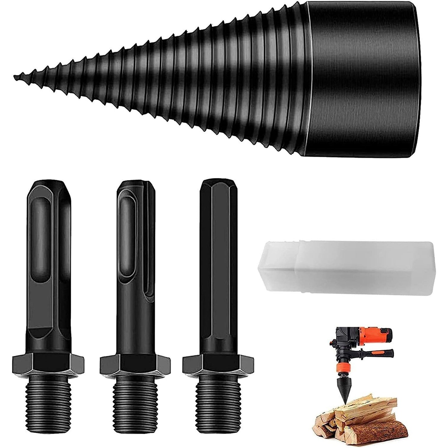 4pcs Hex Shank Firewood Drill Bit Wood Log Splitter Screw Cone
