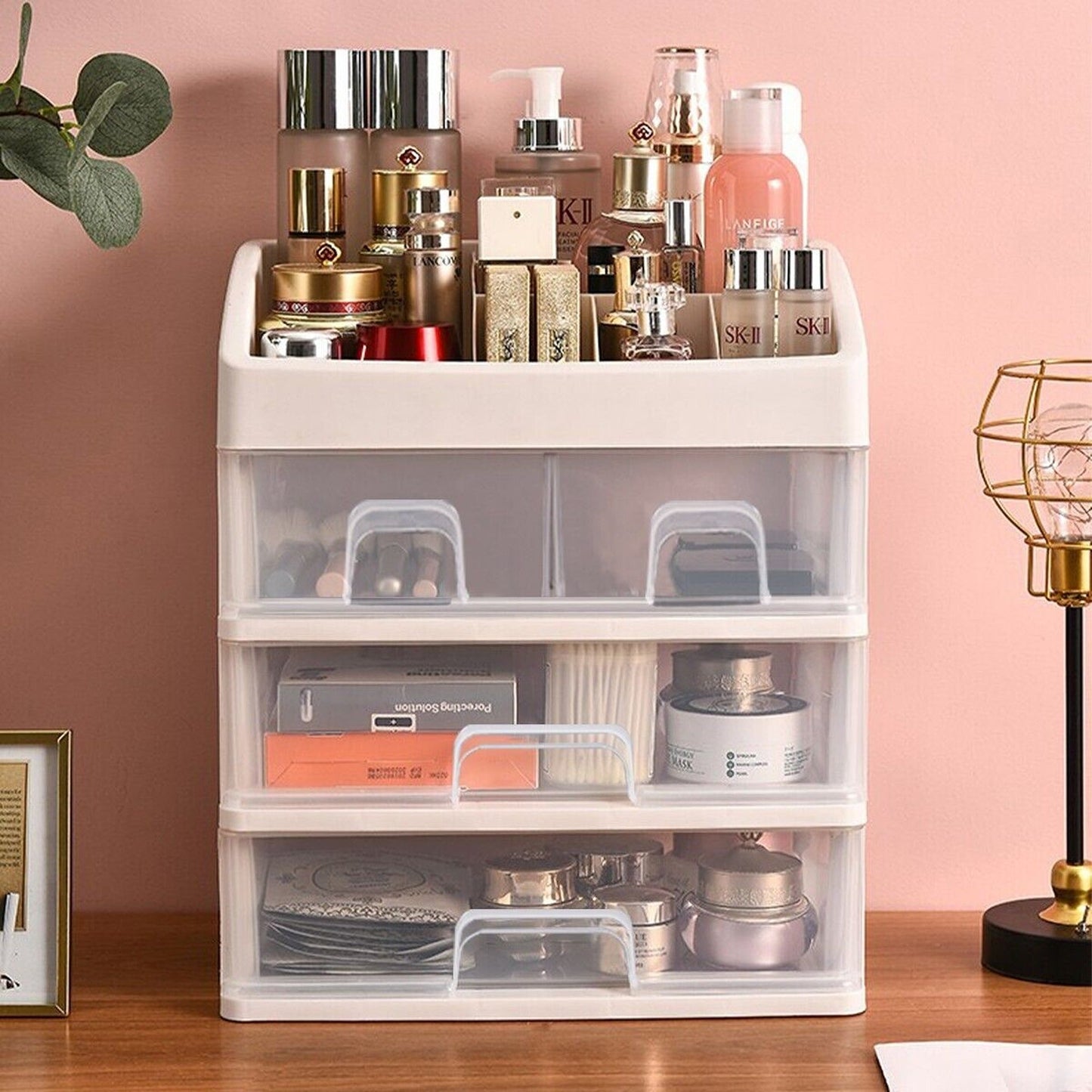 Cosmetic Organizer Box for Desk Drawer Makeup Storage Case