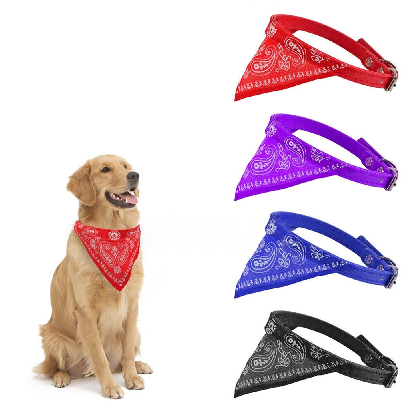 Cute Bandana Collar for Pets Adjustable Leather Neck Scarf