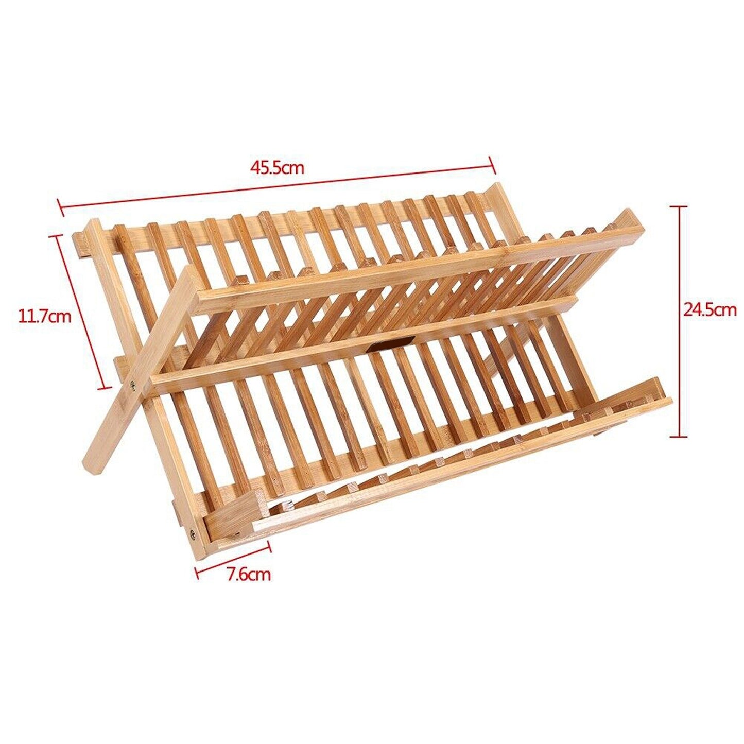 Bamboo Dish Rack with 2 Tiers and Cutlery Holder