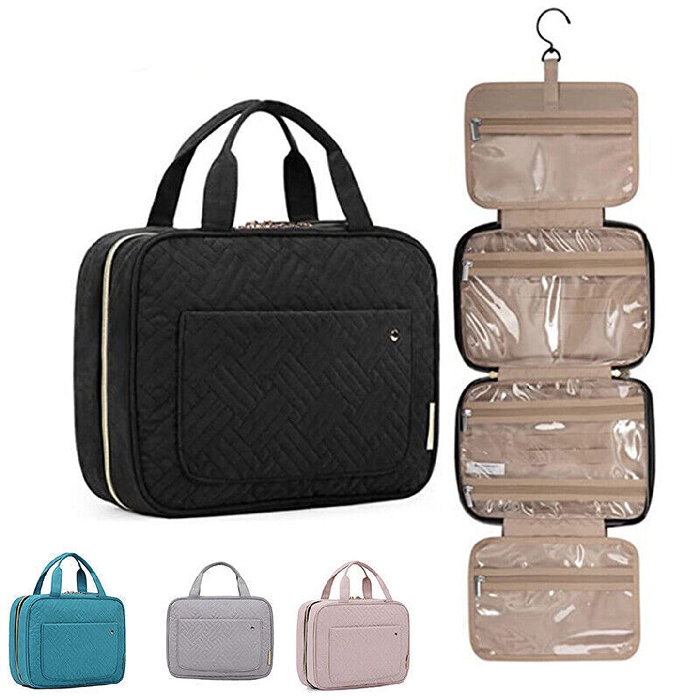 Large Travel Toiletry Organizer with Hanging Hook Cosmetic Makeup Bag