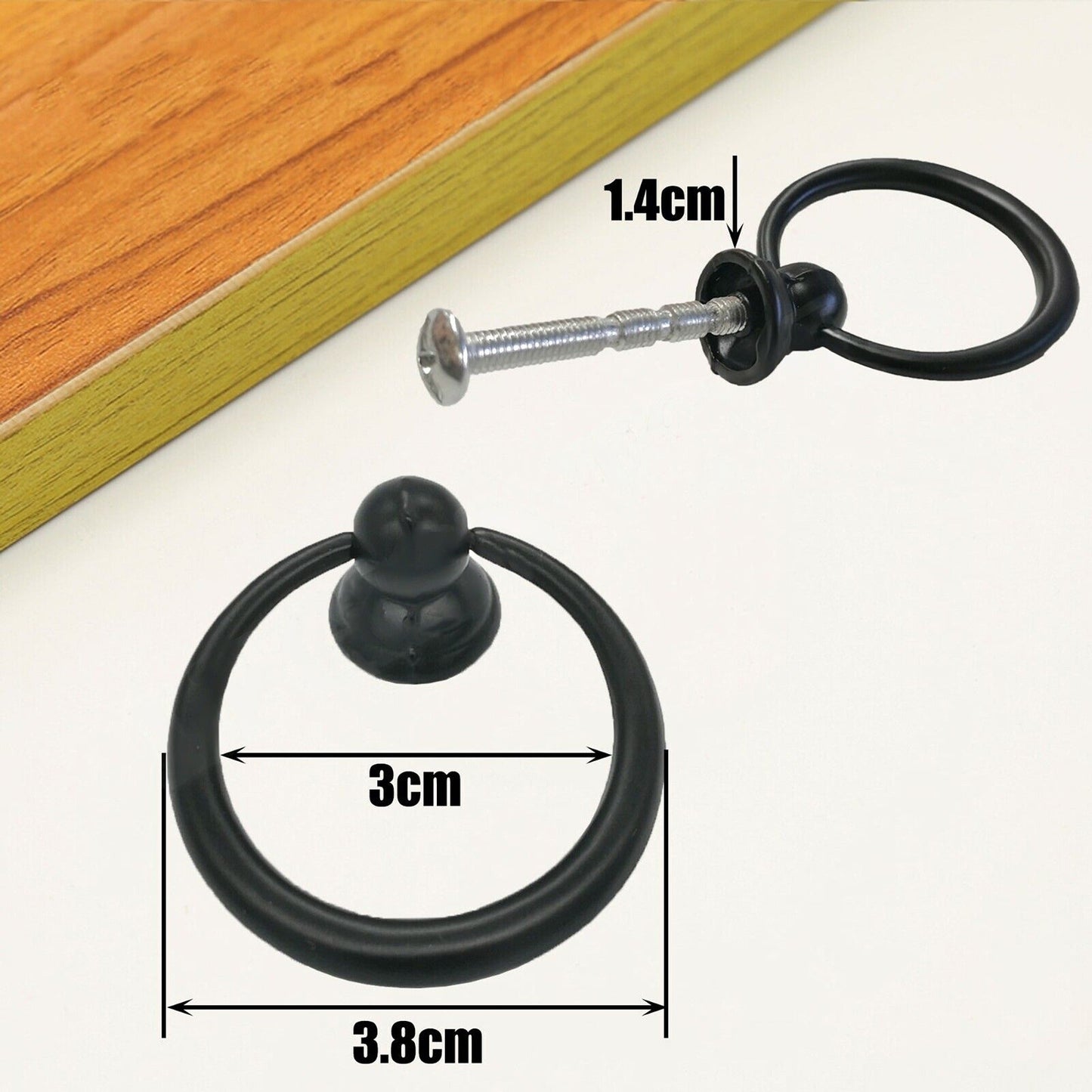 Zinc Alloy Black Ring Pull Handle for Drawer Cabinet Knob Dresser