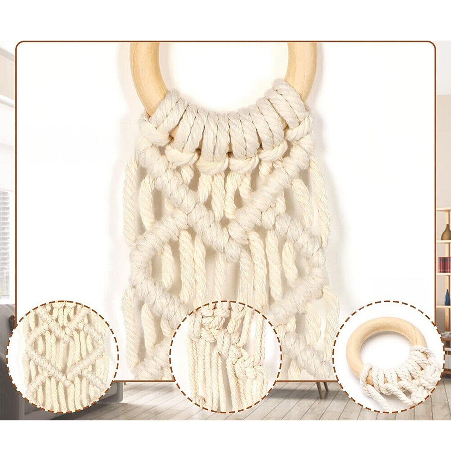 Boho Style Macrame Hat Display Rack Rope Hanger for 1 to 3 Hats