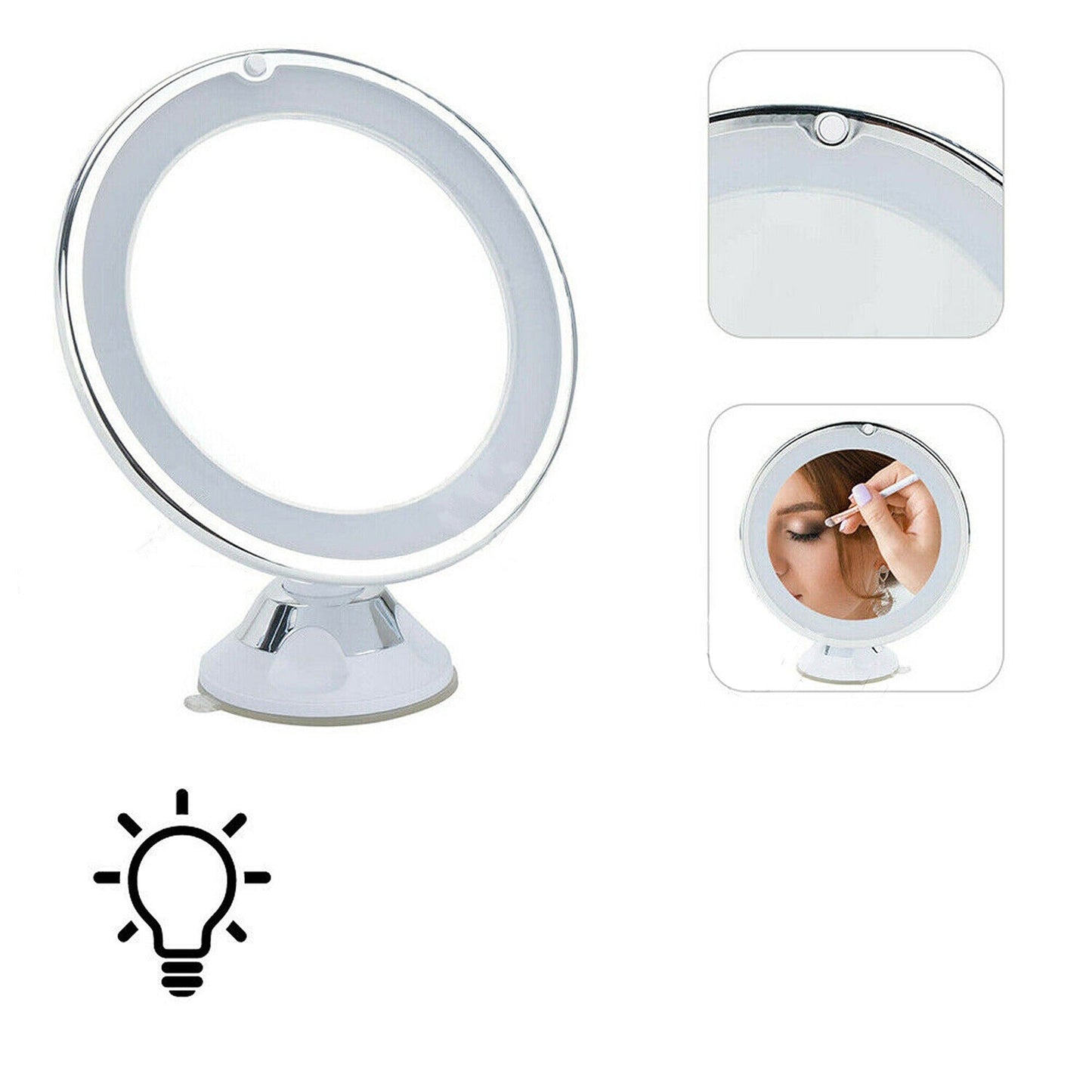 Lighted Magnifying Cosmetic Makeup Mirror Battery Operated 360 Spin