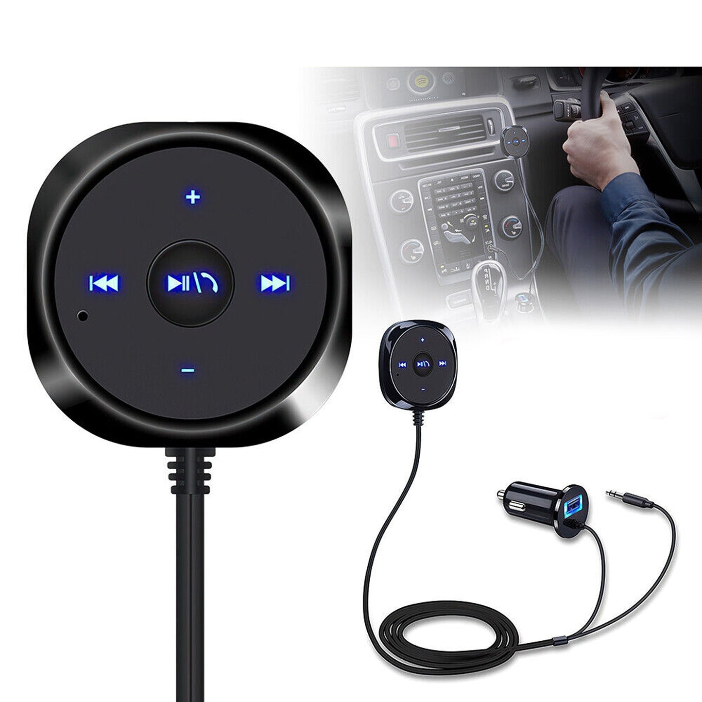 Bluetooth Audio Receiver with USB Charger for Car MP3 Player AUX Adapter