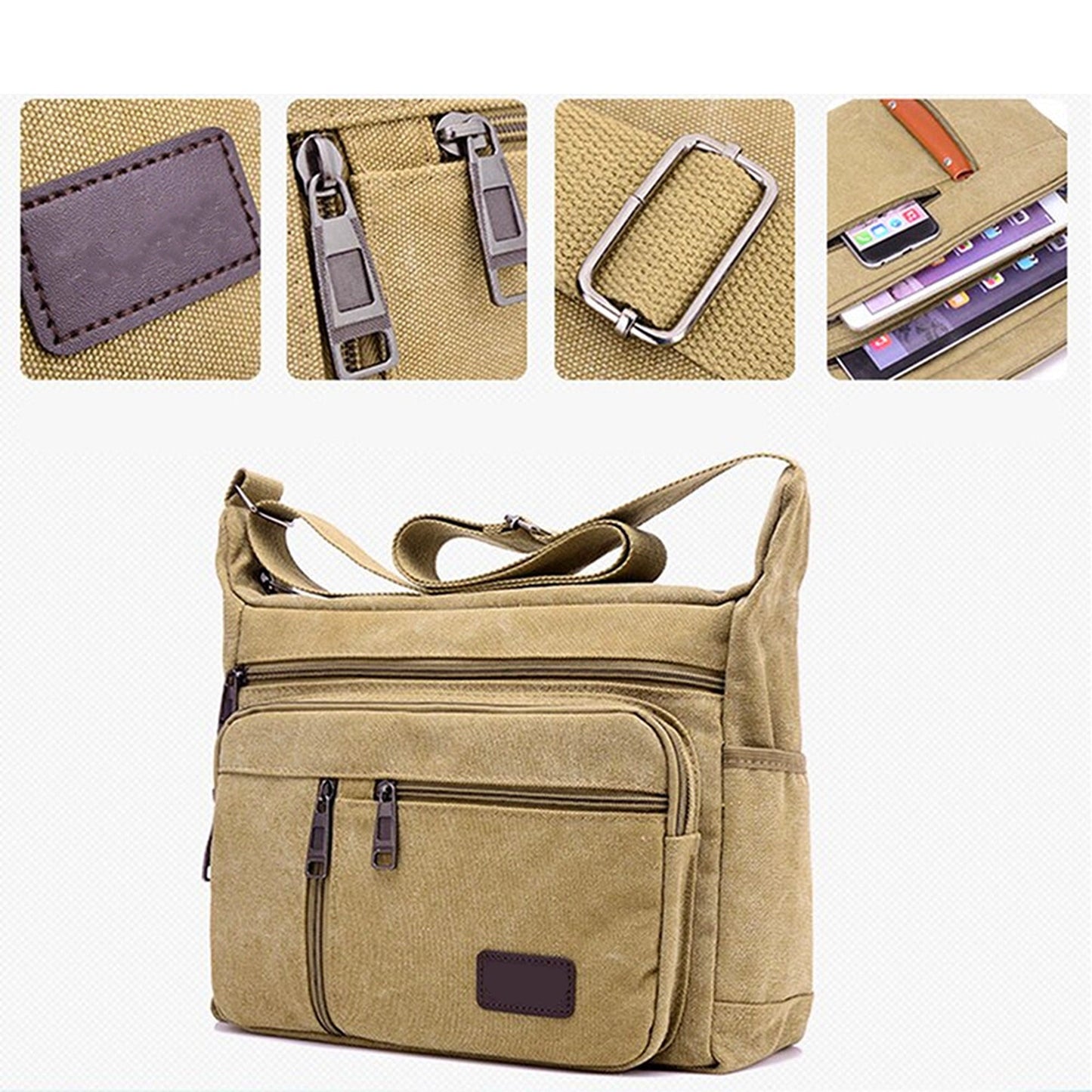 Vintage Canvas Crossbody Travel Messenger Bag Men Shoulder Satchel