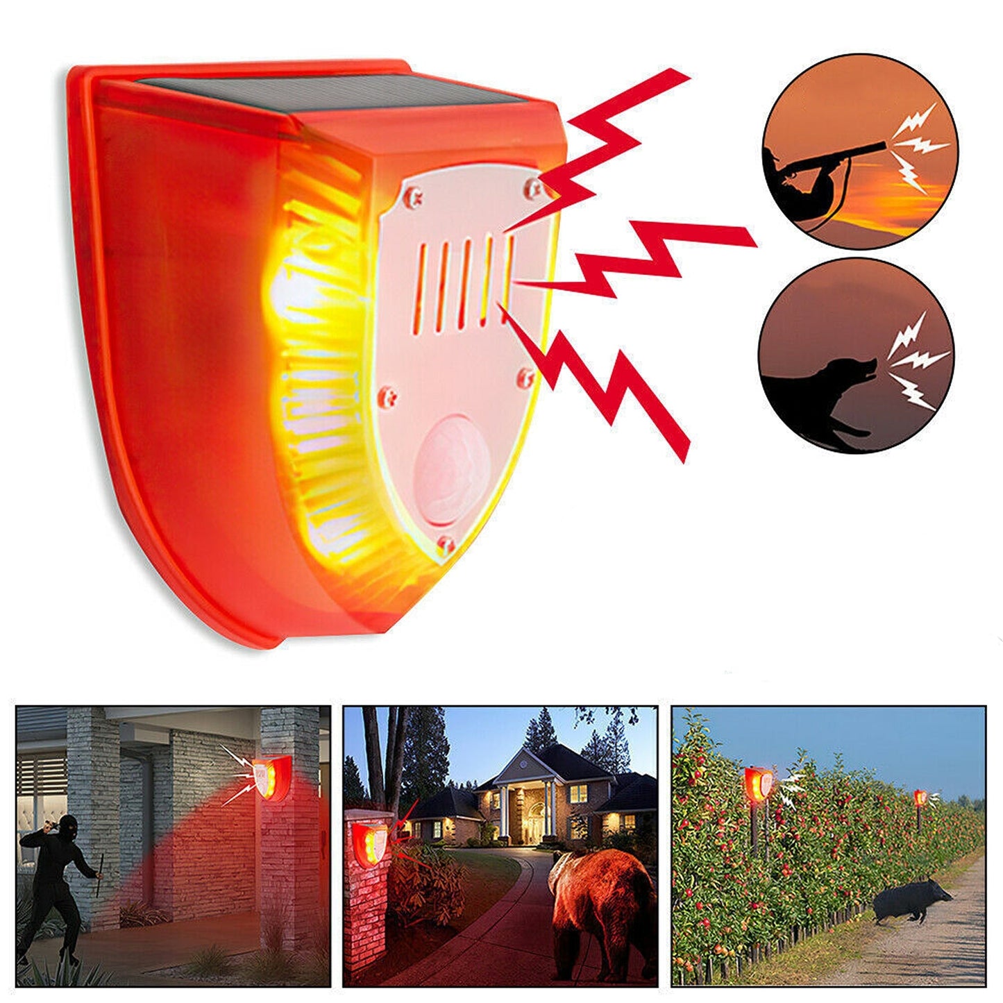 Outdoor Wireless Solar Alarm Light with PIR Motion Sensor and Sound Alarm
