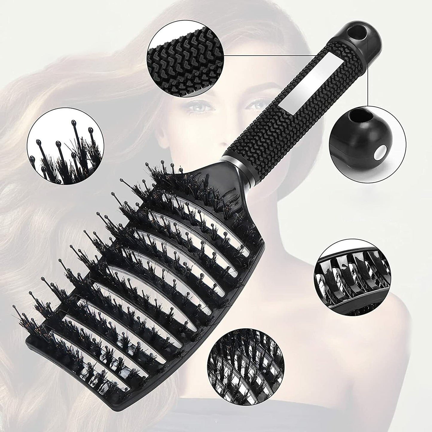 1pc Nylon Bristle Detangling Hairbrush Scalp Massage Hair Comb for Men and Women