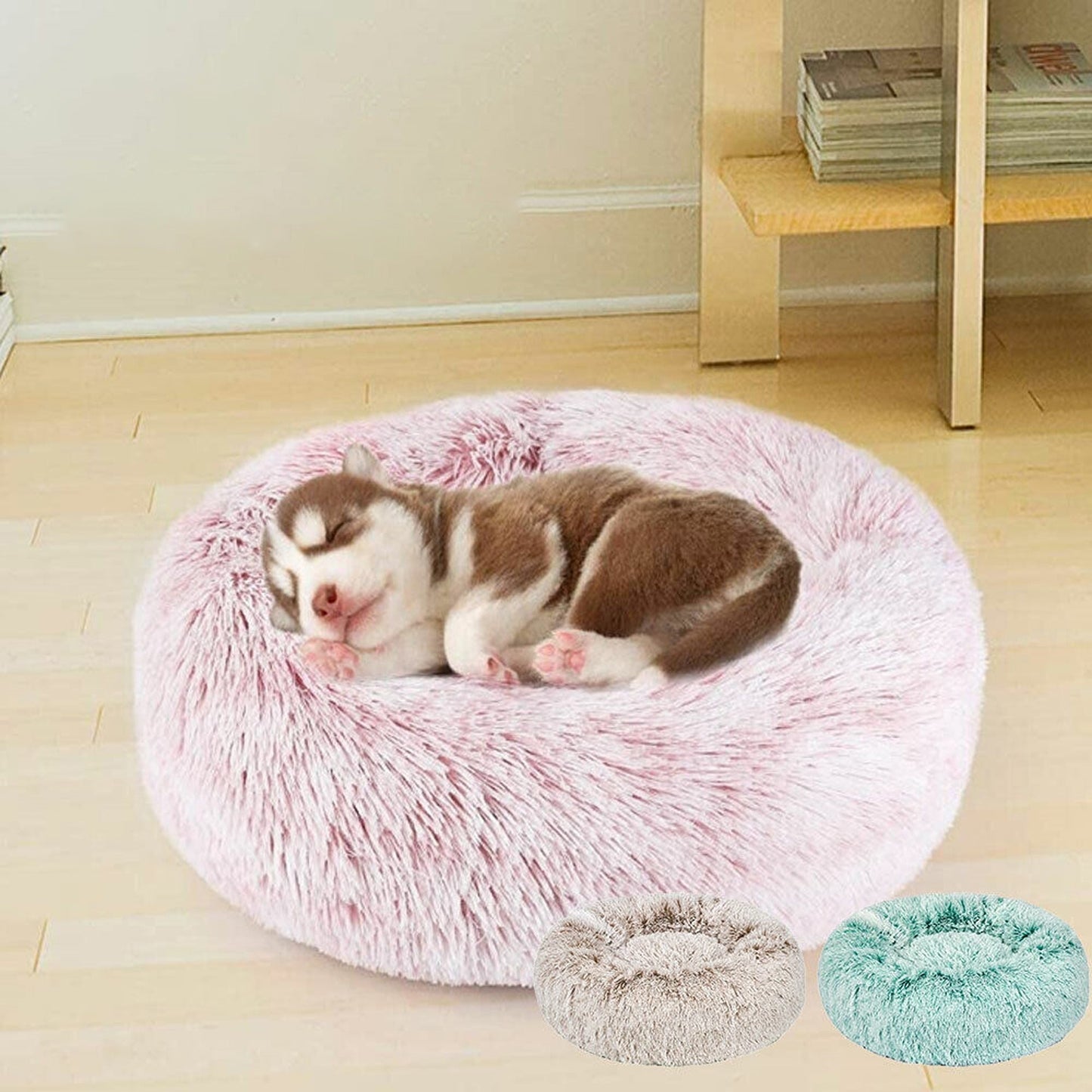 Light Pink Calming Pet Bed Dog Cat Sleeping Comfy Cave Washable