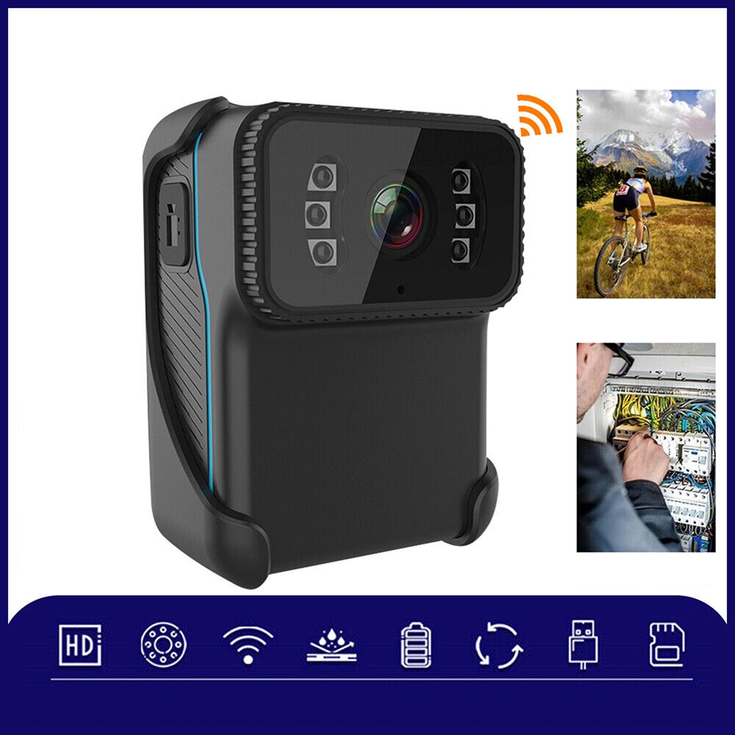 1080P Night Vision Body Camera Portable Police Cam with WiFi DVR
