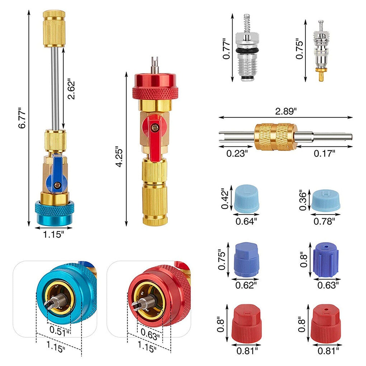 Car AC R134A Valve Core Removal Tool Set