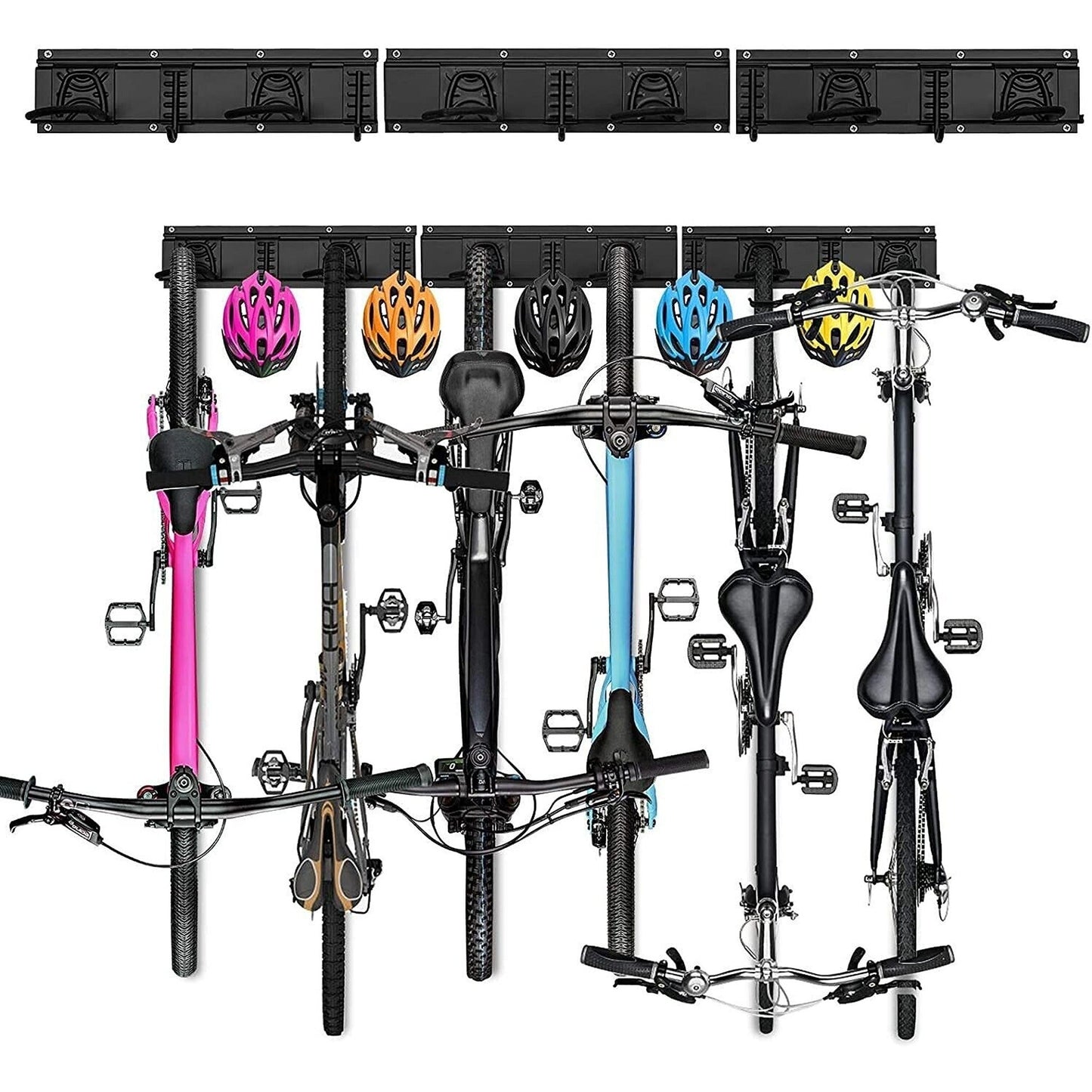 Wall Mount Bicycle Storage Rack Adjustable Garage Bike Hanger for 6 Bikes