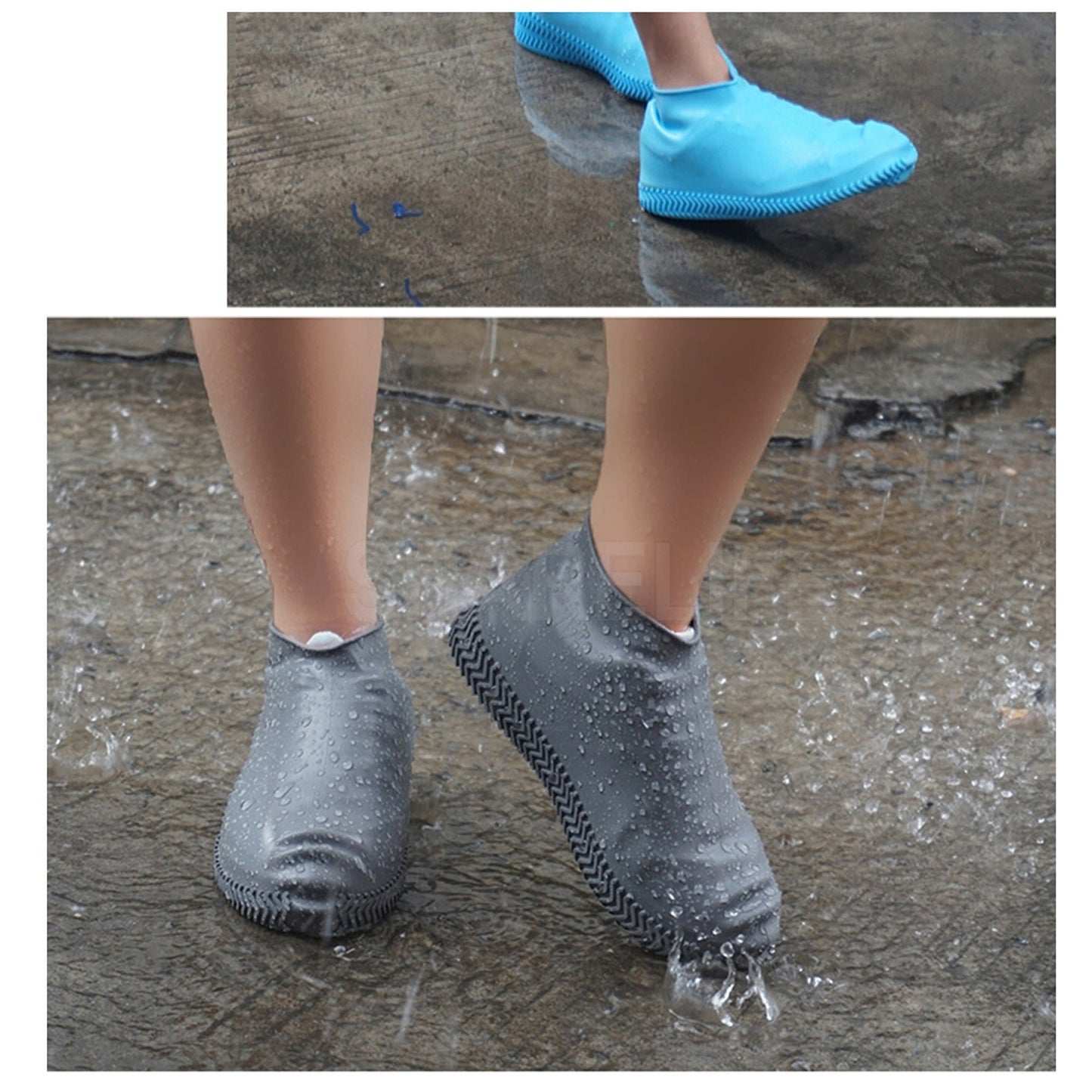 Rain-Proof Non-Slip Silicone Shoe Covers Blue Water Protective Footwear