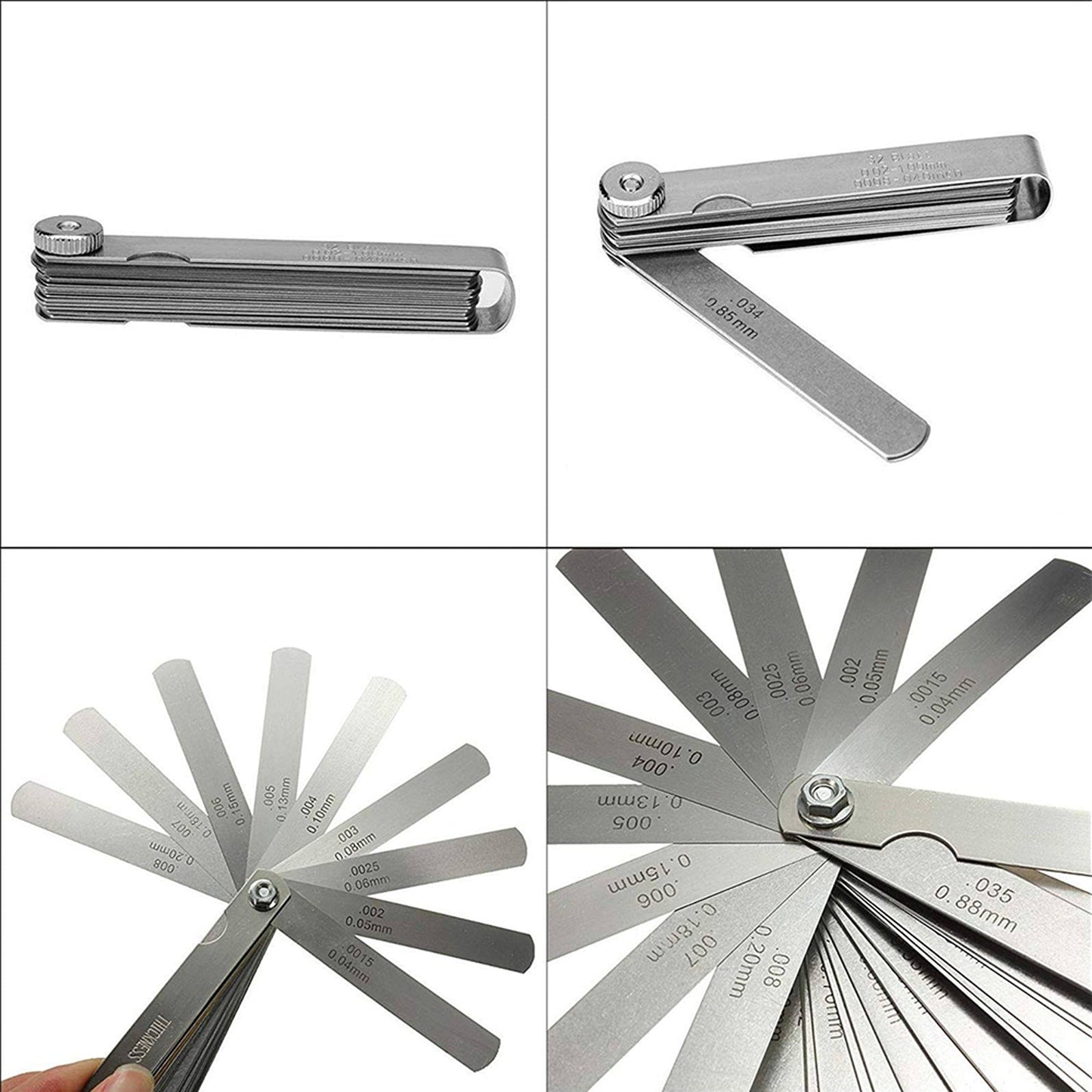 Metric Inch Dual Marked Feeler Gauge Thickness Gap Tool 32 Blades