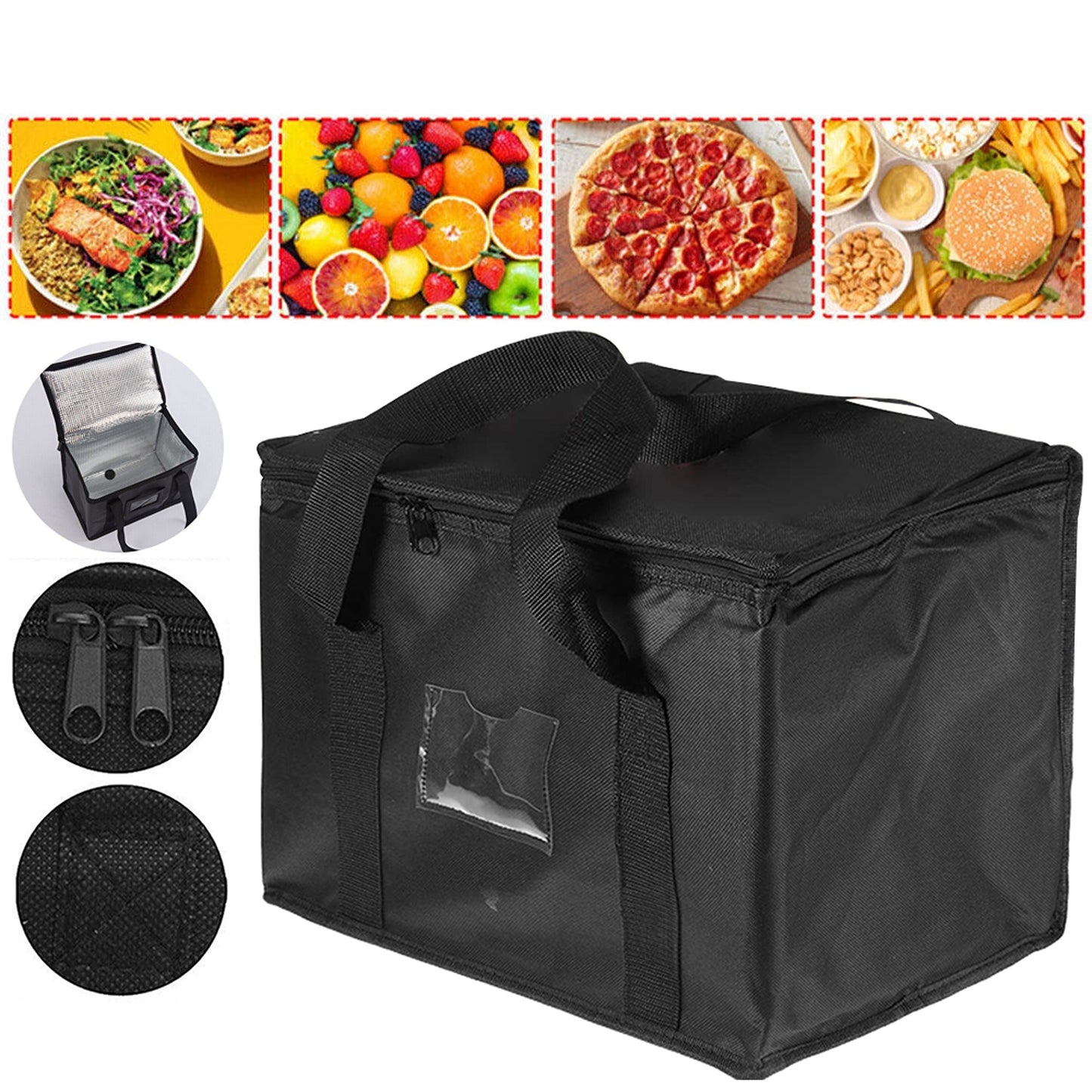 Insulated Thermal Pizza Bag Hot Cold Food Delivery Carrying Case