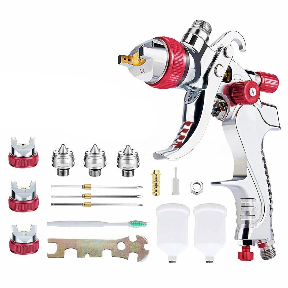 HVLP Spray Paint Gun Kit Gravity Feed Air with 3 Tips
