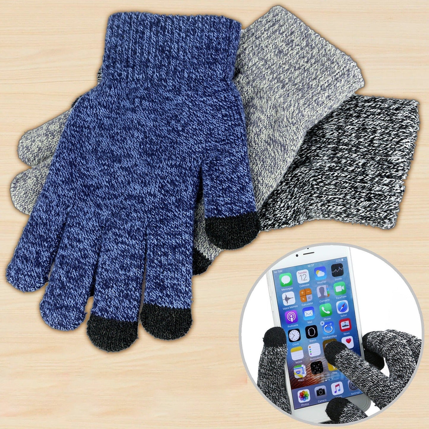 Soft Wool Winter Gloves with Touch Screen Capability Unisex