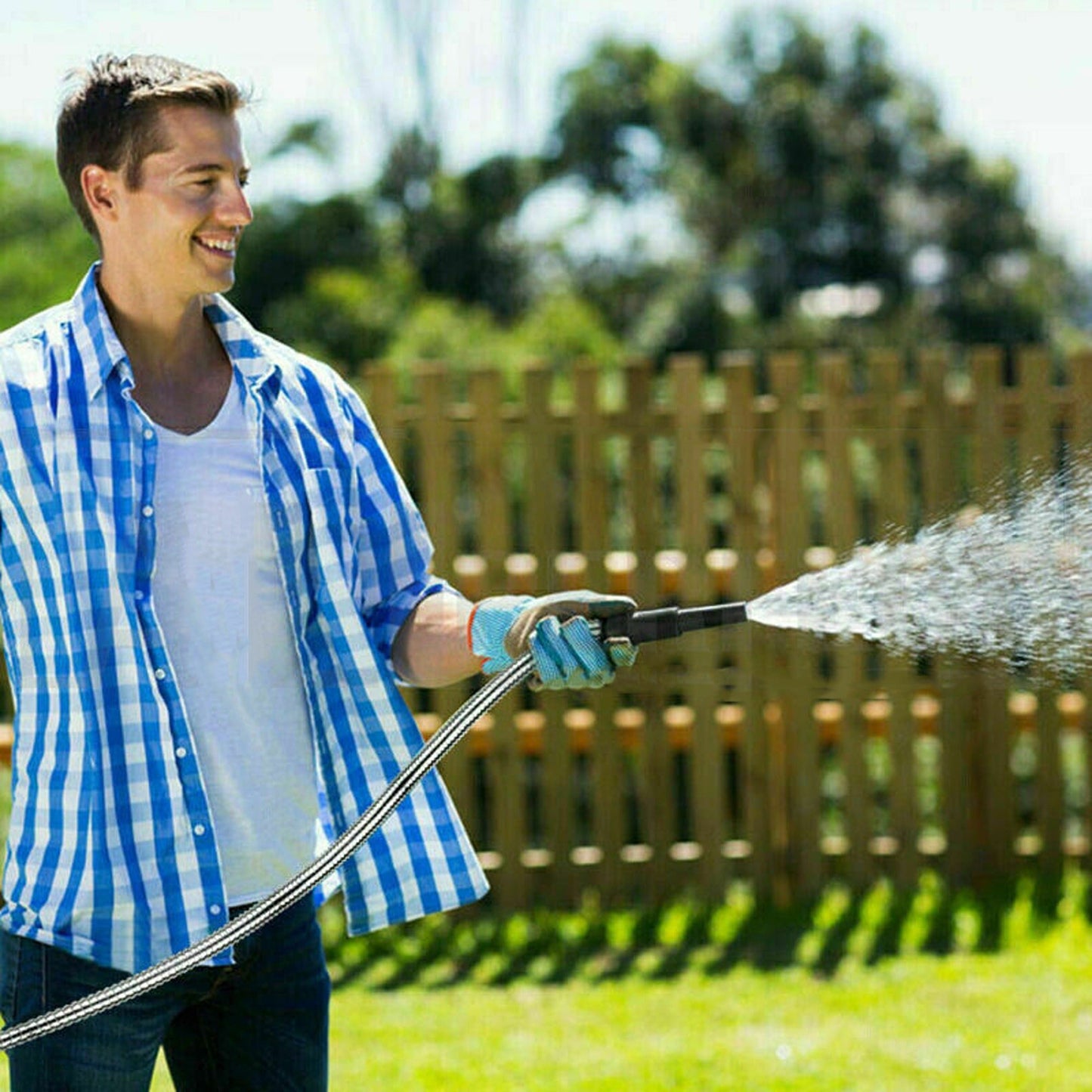 Flexible Stainless Steel Metal Garden Hose 25 to 100FT Lightweight Pipe
