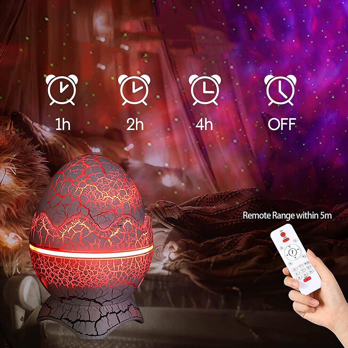 Galaxy Star Wireless Projector with Dinosaur Egg Design and Music Player