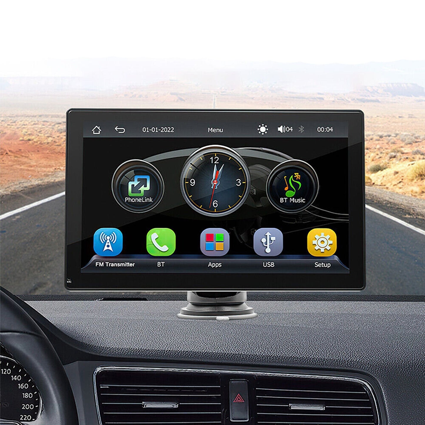 9in Portable Car Radio with Apple Carplay Android Auto and Bluetooth FM
