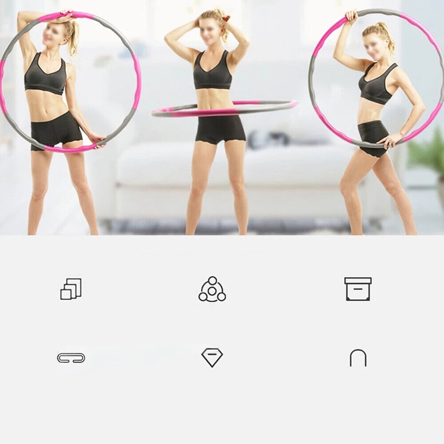 Weighted Foam Padded Fitness Hula Hoop Body Massage Exercise Hoola