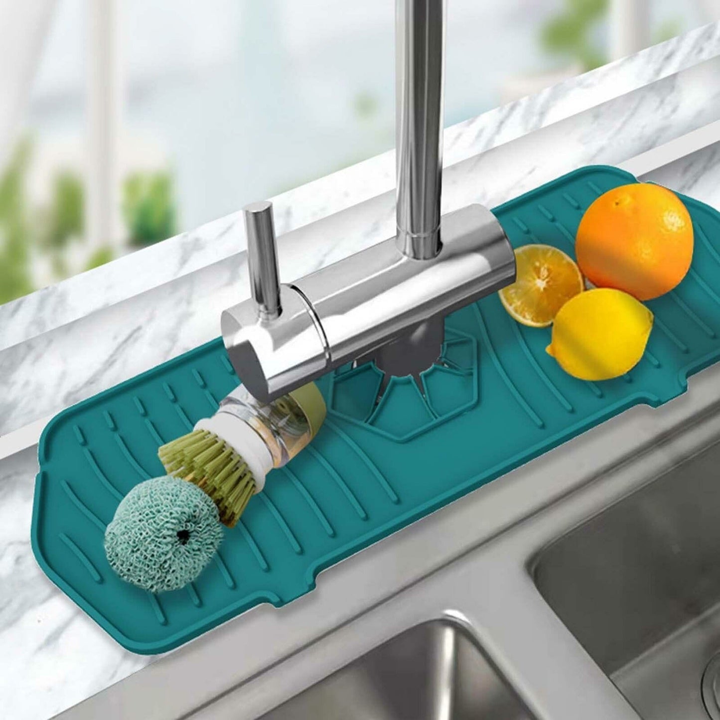 Hexagon Silicone Kitchen Sink Splash Guard and Faucet Water Catcher