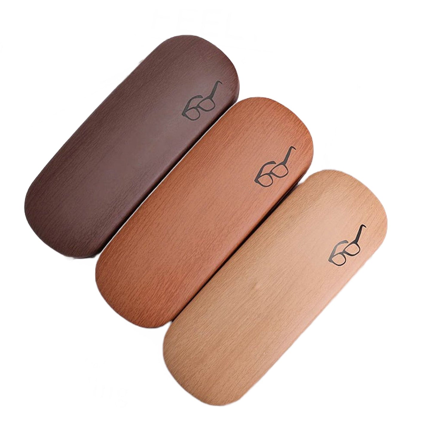 Eyeglass Case in Wood Grain with Hard Metal Structure PU Leather