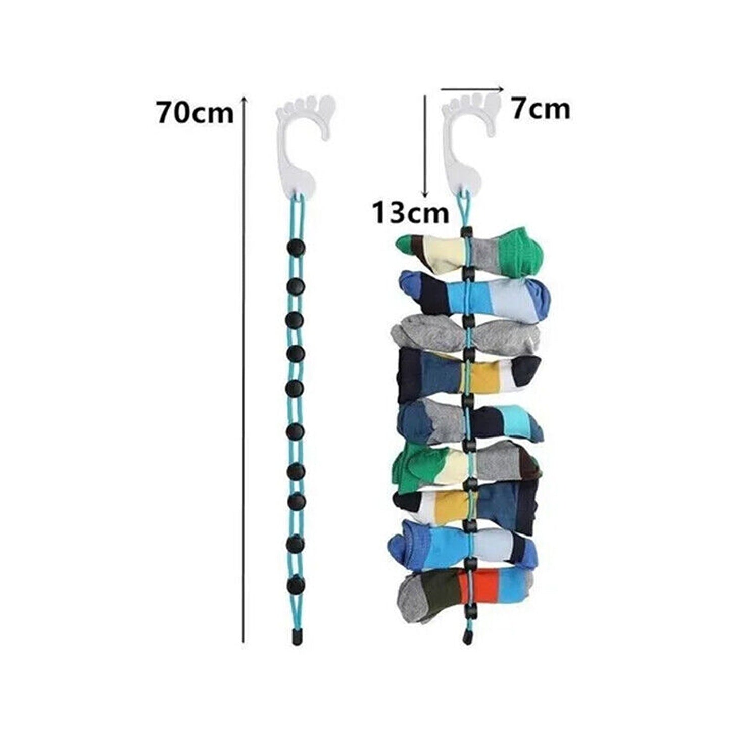 Laundry Sock Tidy Clips and Rope Storage Organizer