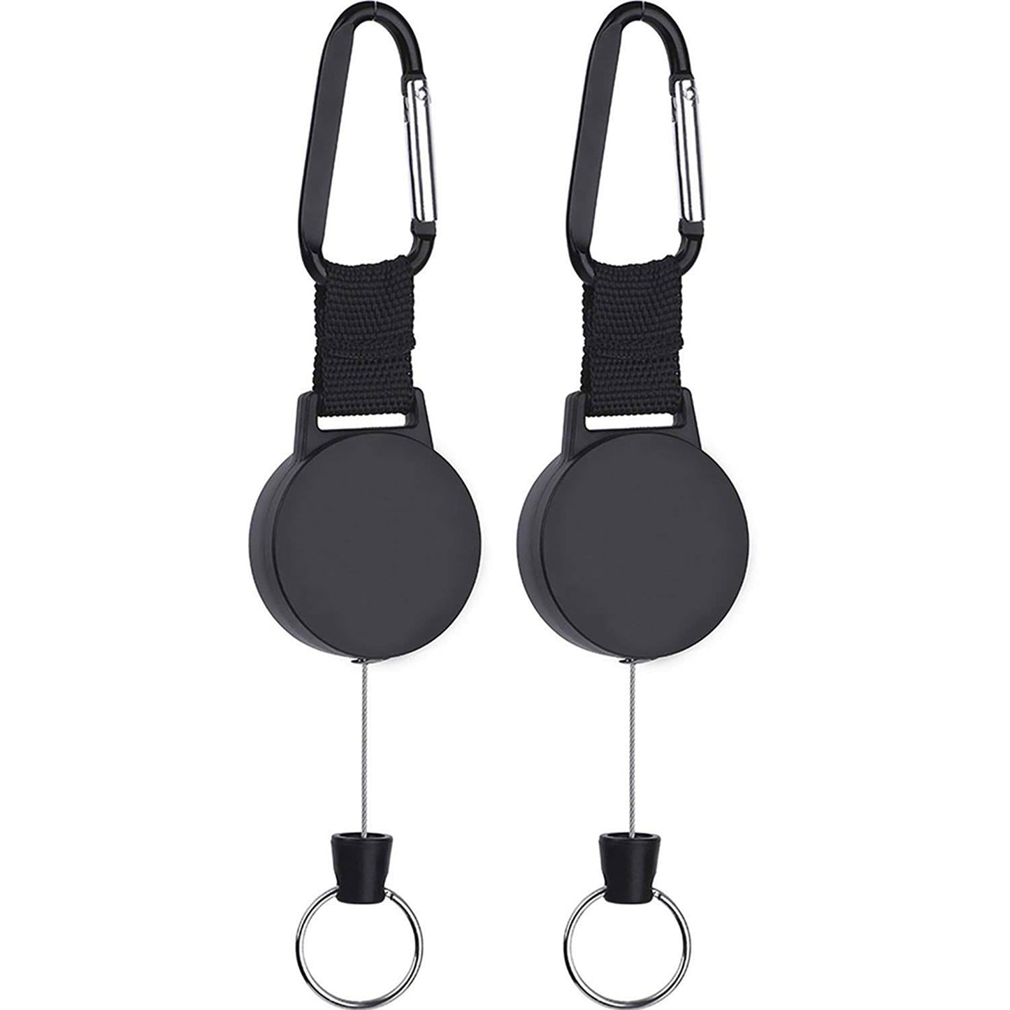 2pcs Stainless Steel Recoil Retractable Key Chain Heavy Duty Pull Ring