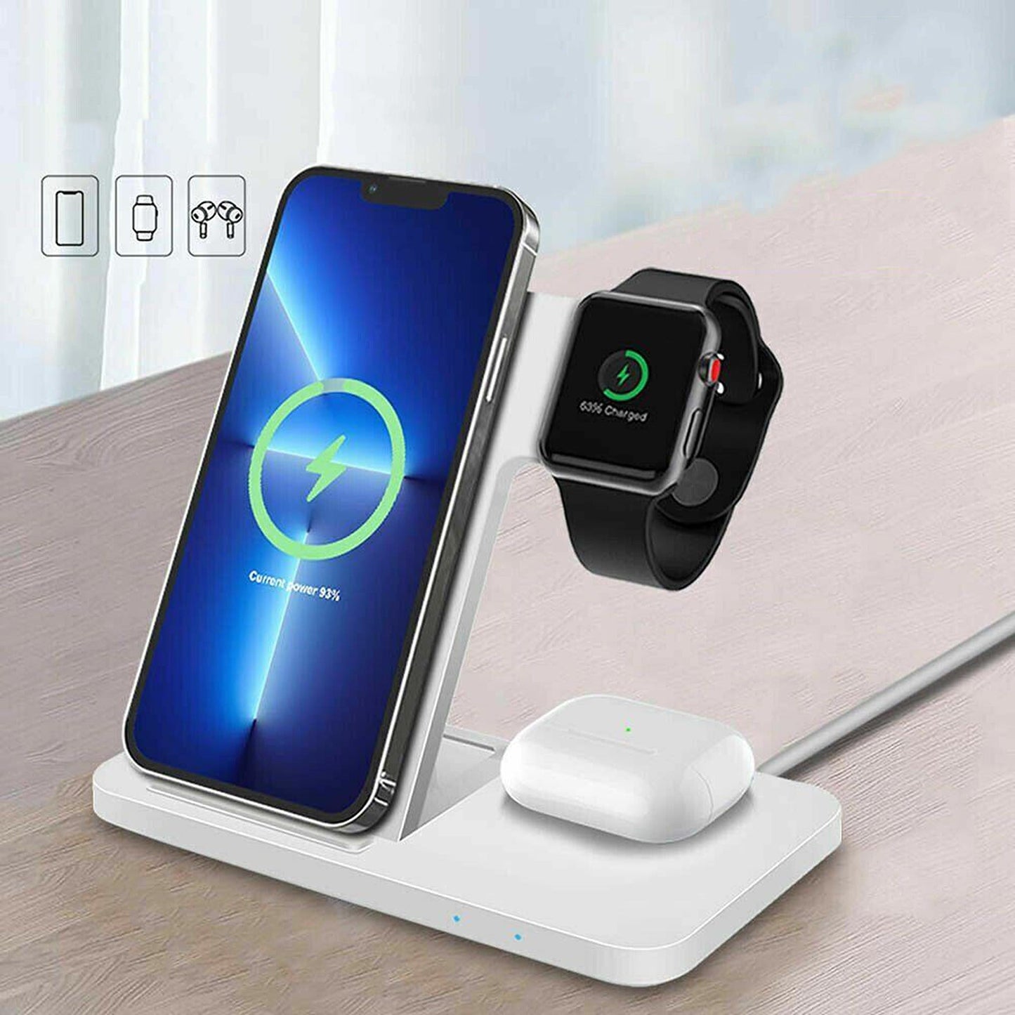 3 in 1 Fast Wireless Charger Station Dock for Apple iPhone 14 Pro 13 12 Watch