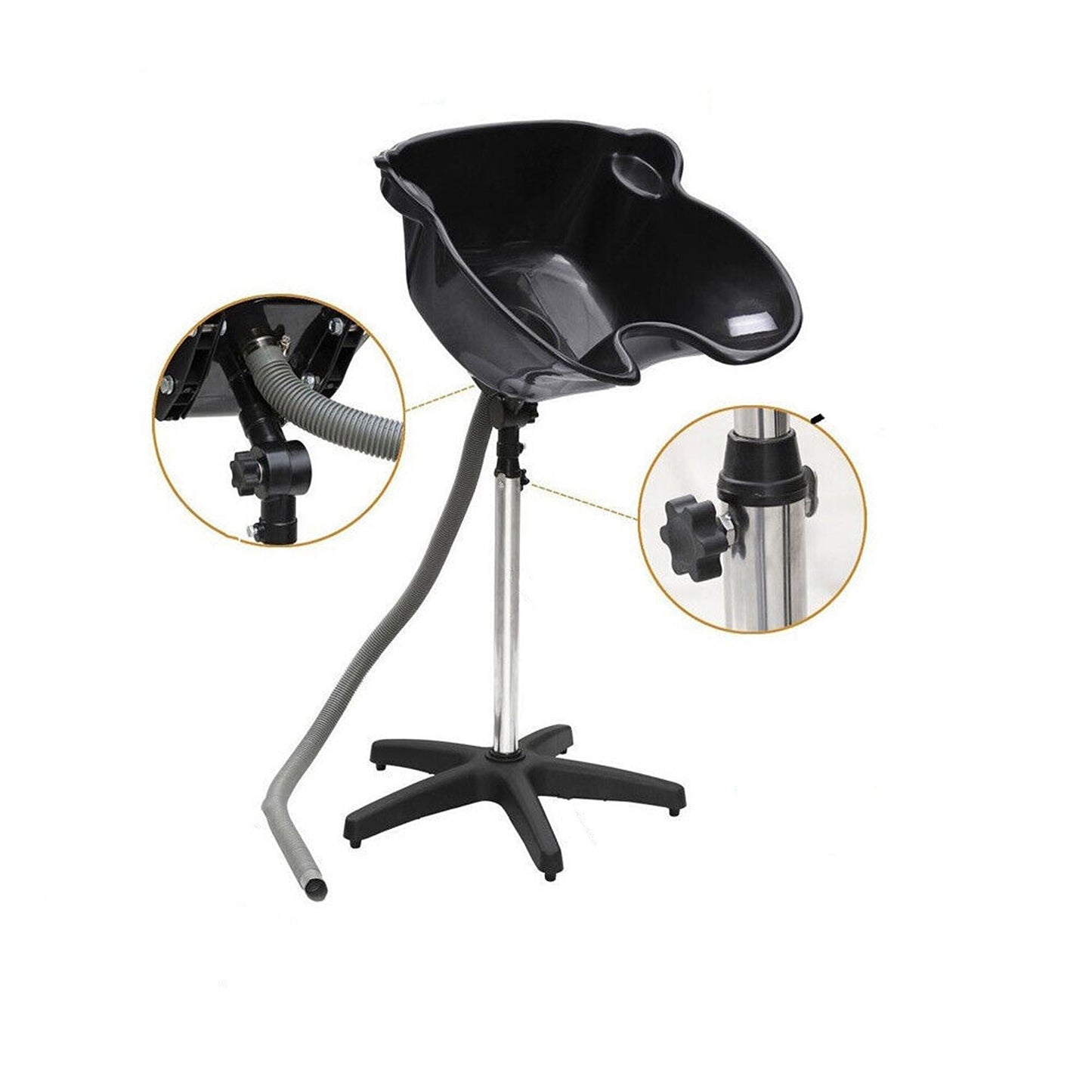 Height Adjustable Mobile Shampoo Basin for Salon and Home Use Deep Wash Sink