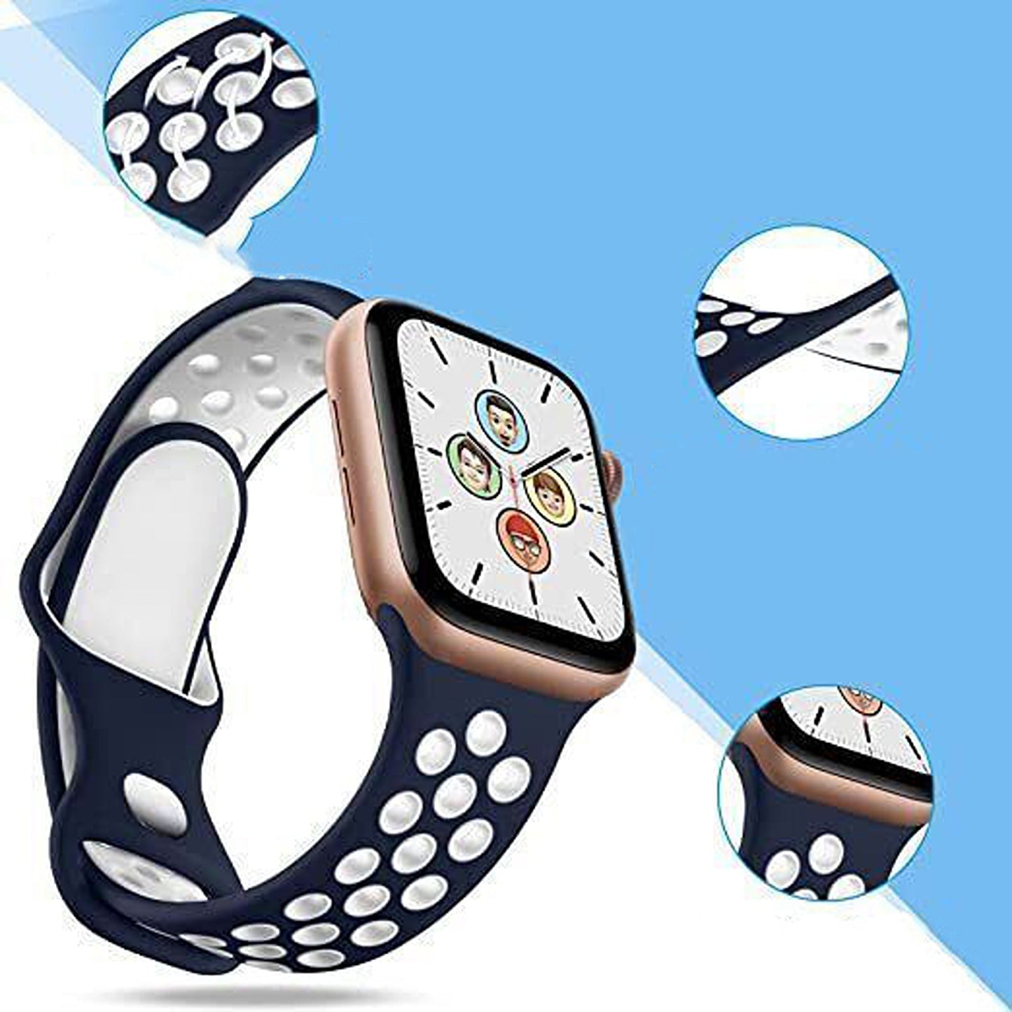 Blue White For iWatch Watch Band Series 9 SE Ultra 8 7 6 5 4 Strap 38 40 41 42 44 45 4
