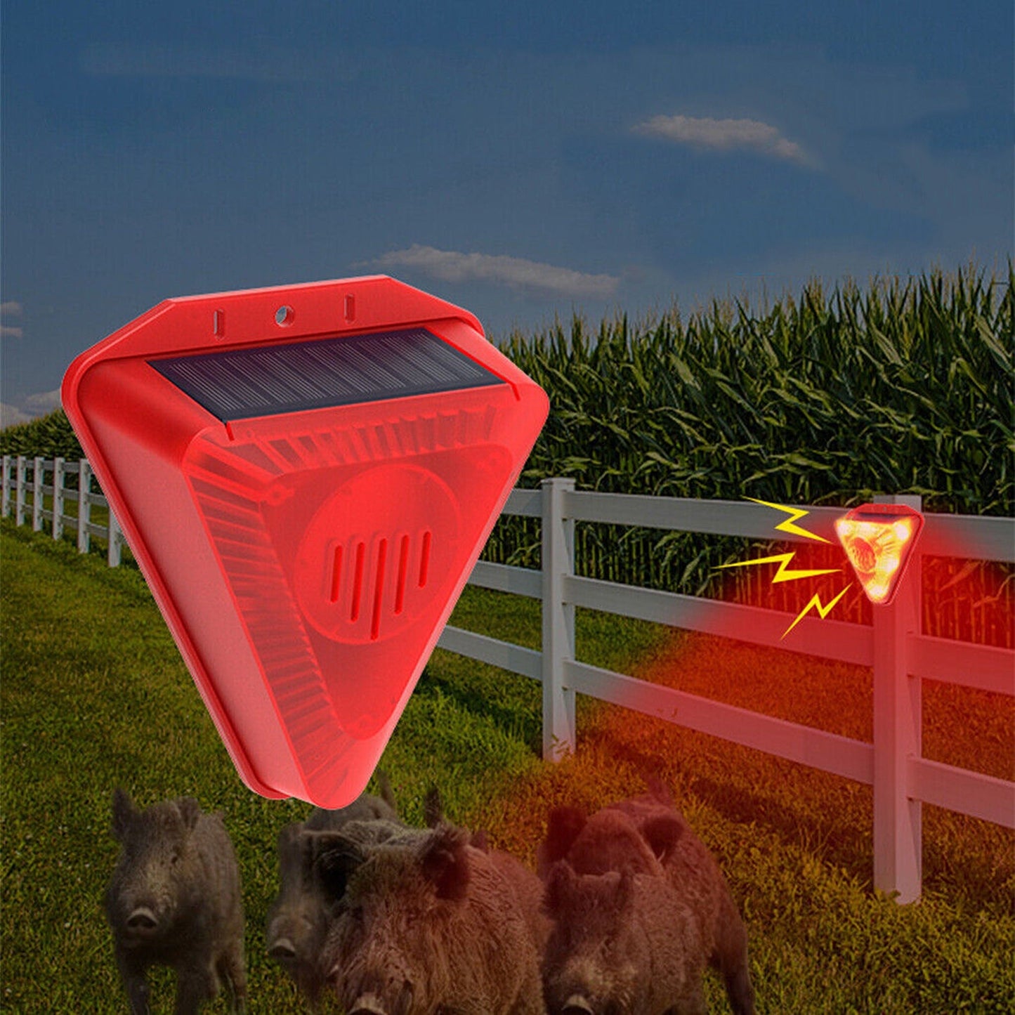 Solar Powered 129db Alarm Warning Light with Motion Sensor and Strobe