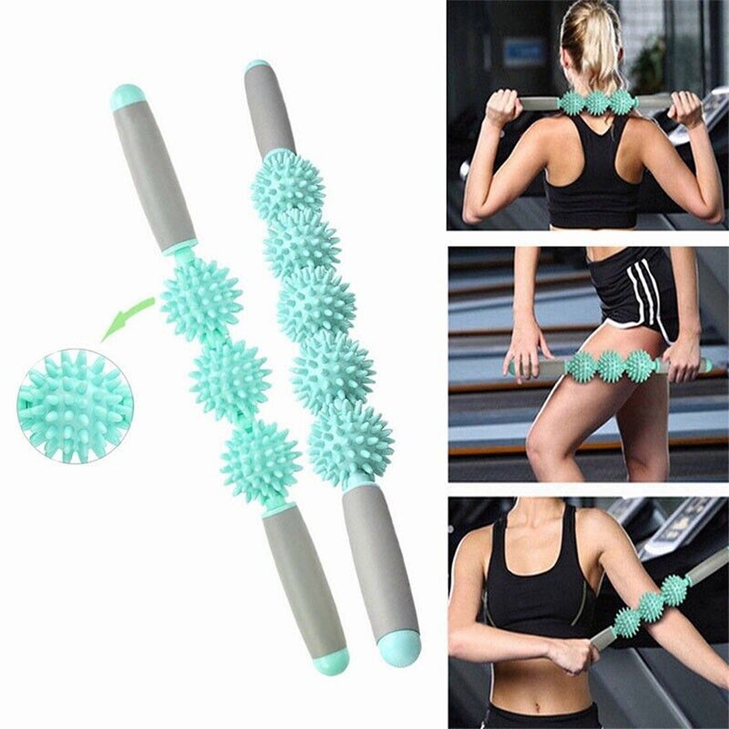 Yoga Muscle Relief Foam Roller Set 4-in-1 with Spiky Balls for Massage