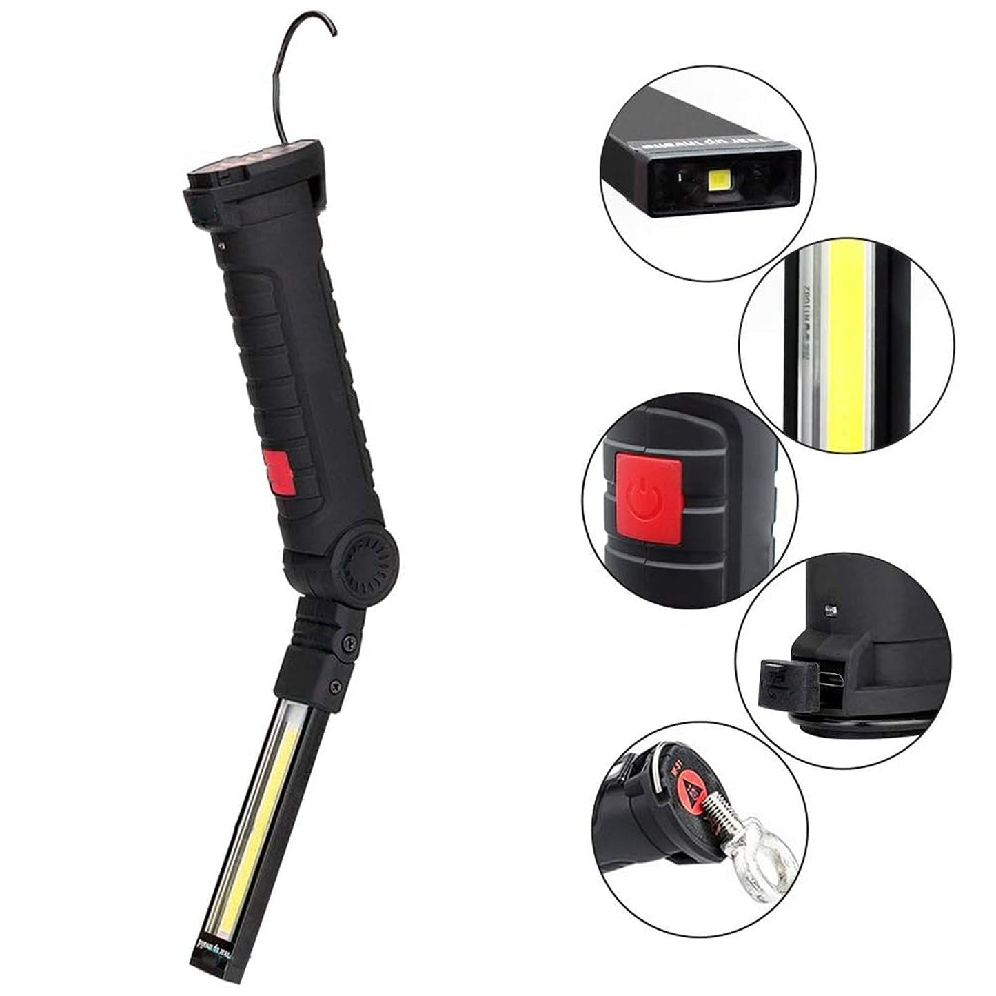 Magnetic COB LED Flashlight Rechargeable Hand Torch Work Light