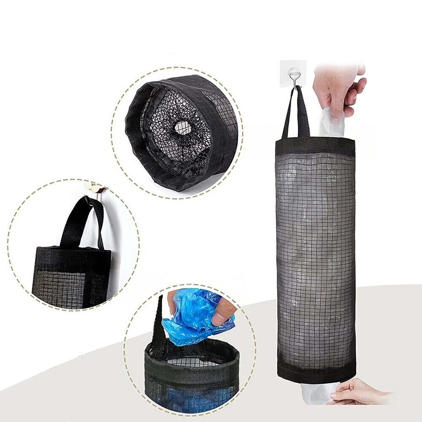 2pcs Hanging Mesh Storage for Carrier Bags Garbage Bag Dispenser