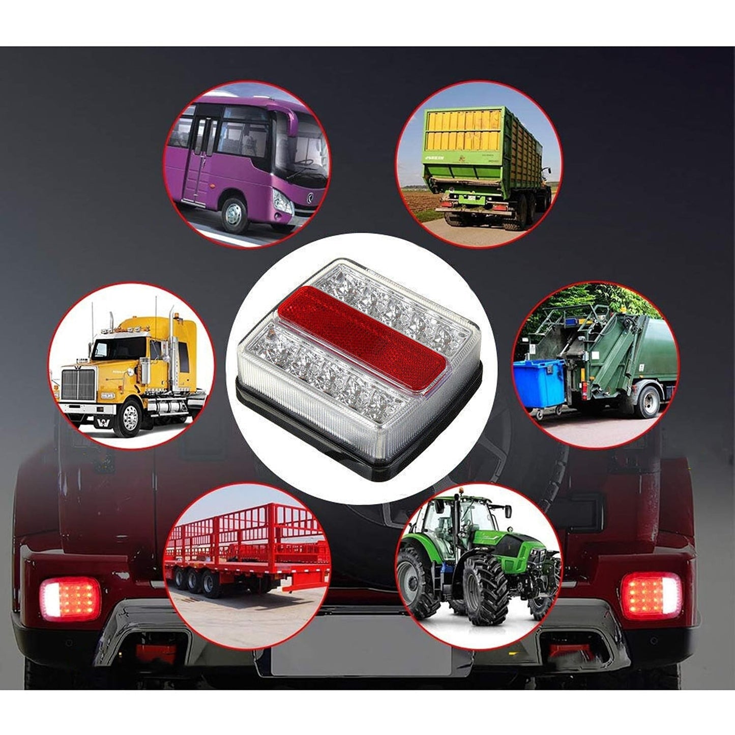 Submersible LED Tail Lights for Boats and Trailers Waterproof 26 LED