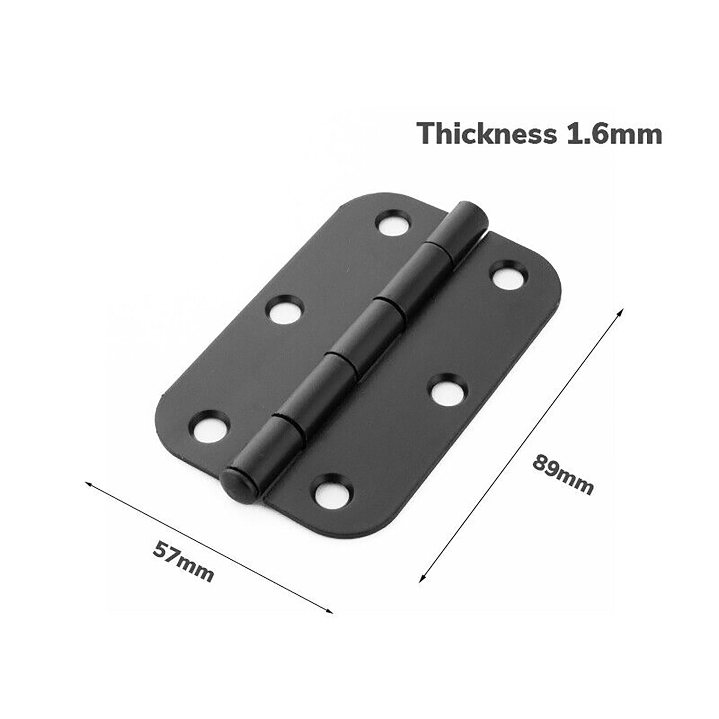 10pcs Radius Loose Pin Matt Black Door Butt Hinge for Home Improvement