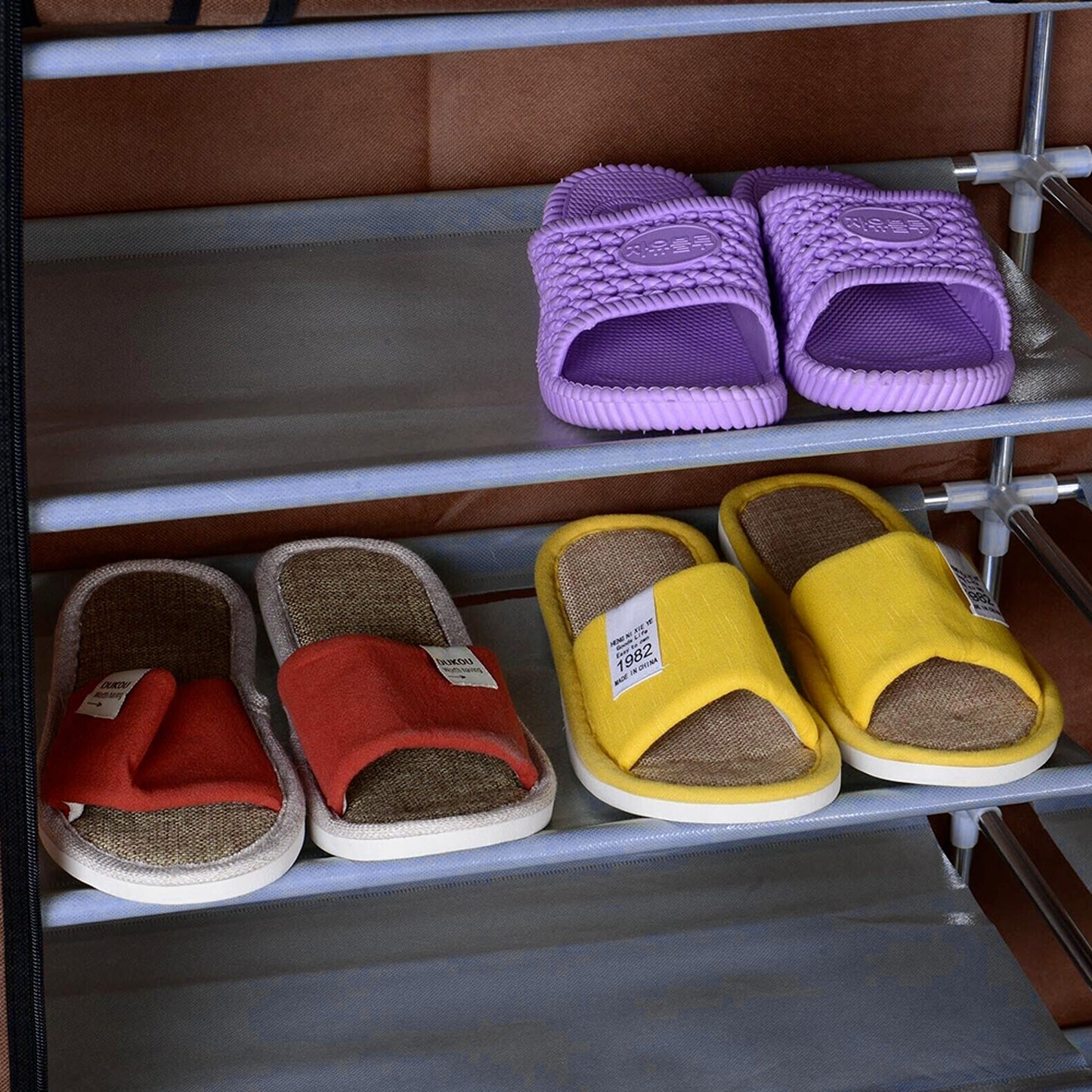 Fits 36 Pairs Portable Wardrobe with Cover Shoes Cabinet Storage Shoe Rack