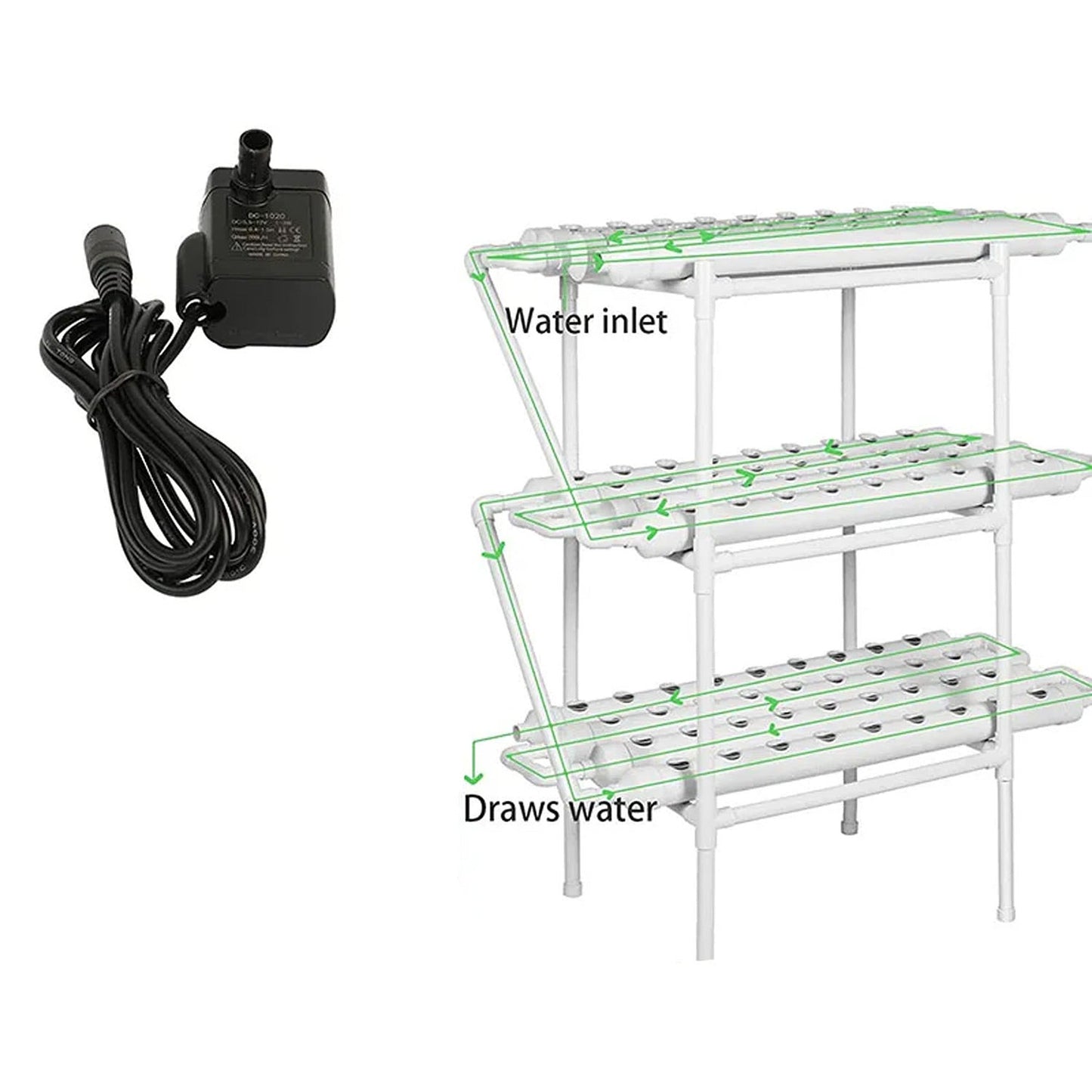 Home PVC Hydroponic Growing System with 108 Plant Sites and Water Pump