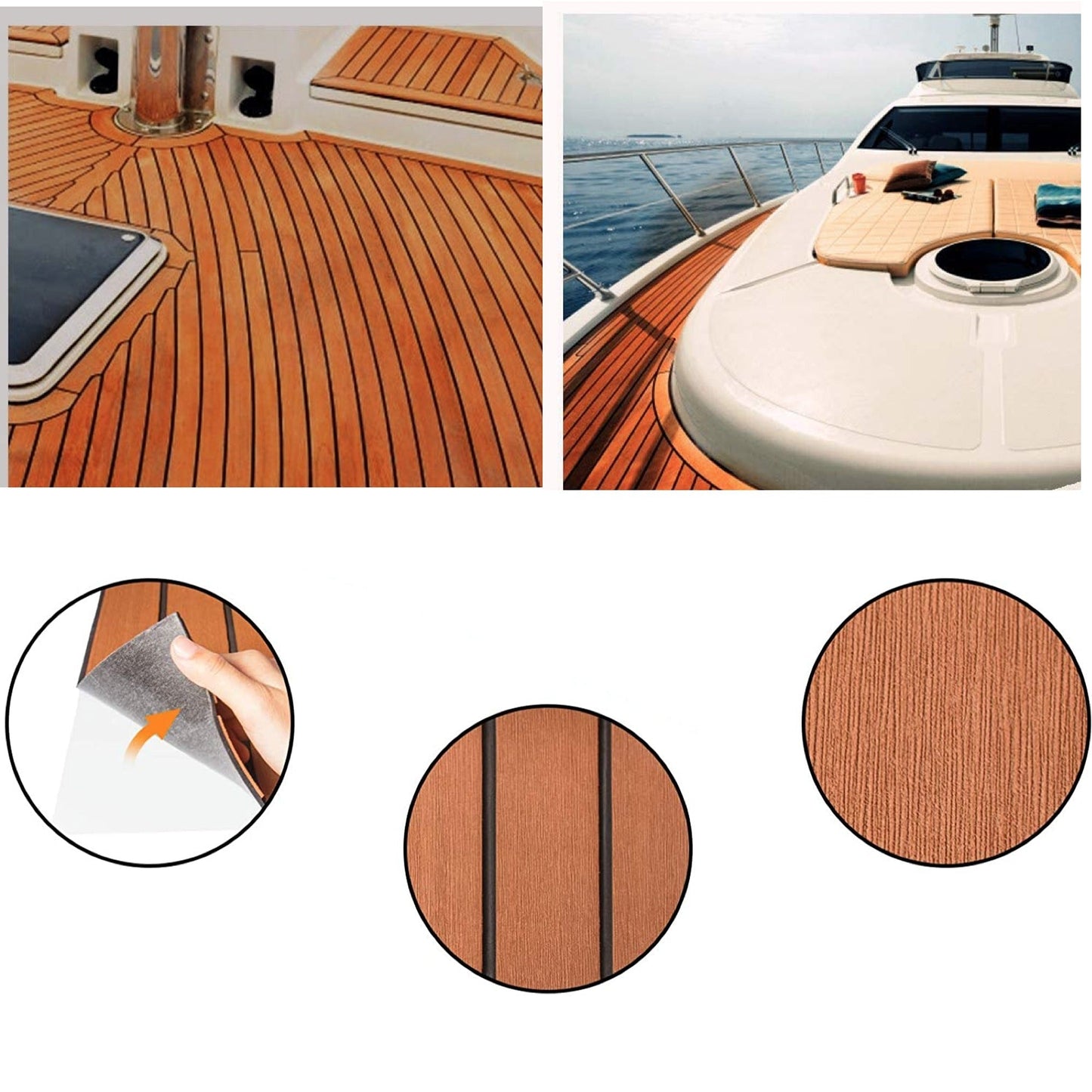 Marine Grade EVA Teak Decking Flooring Mat Brown 240 x 90 cm for Boats