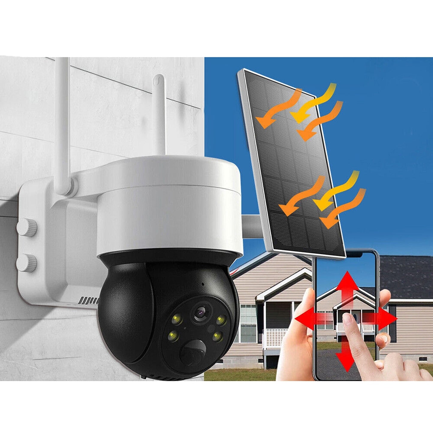 Wireless Outdoor WiFi PTZ Security Camera Solar Powered with IP CCTV