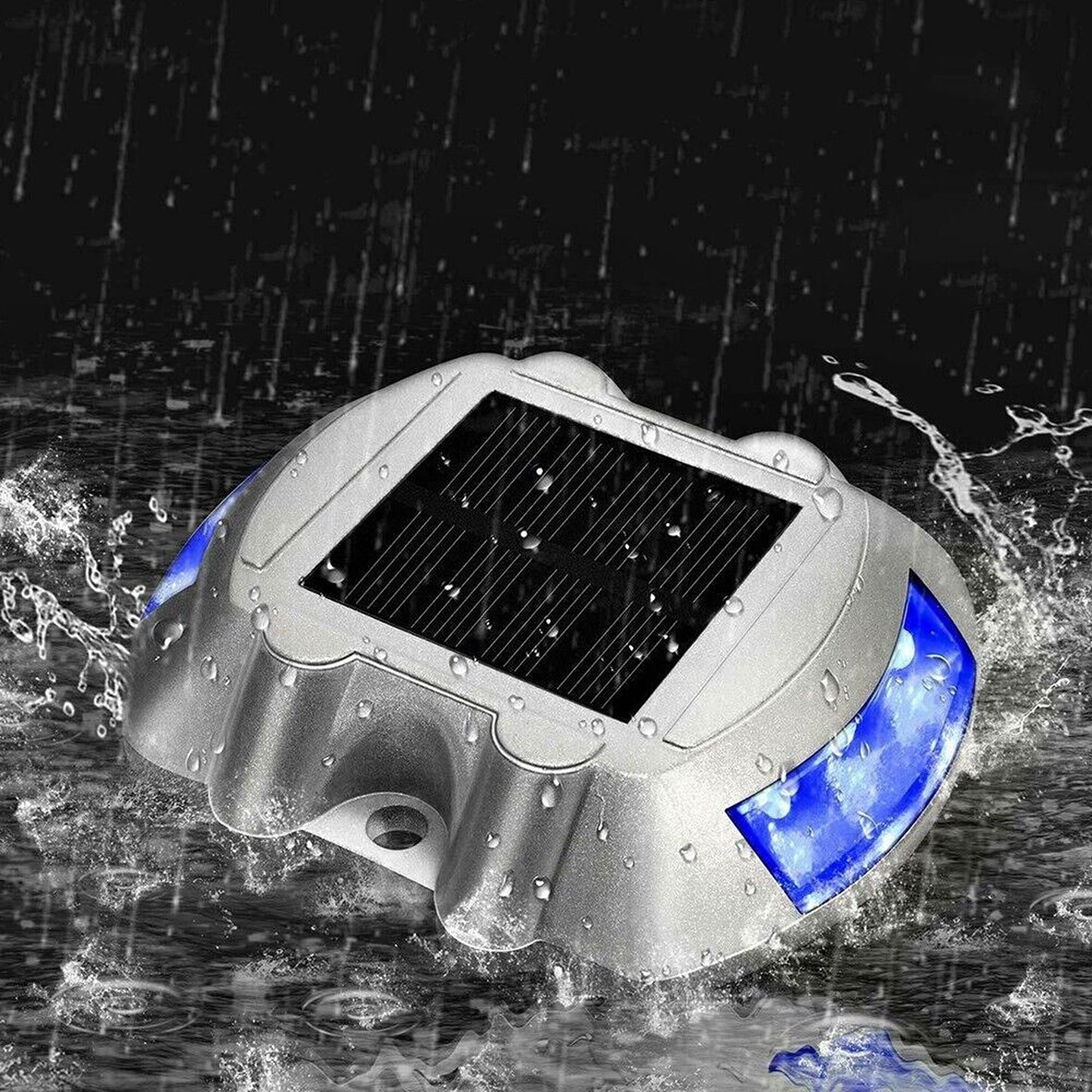 2pcs Blue LED Solar Power Pathway Driveway Light Dock Deck Step Road Outdoor