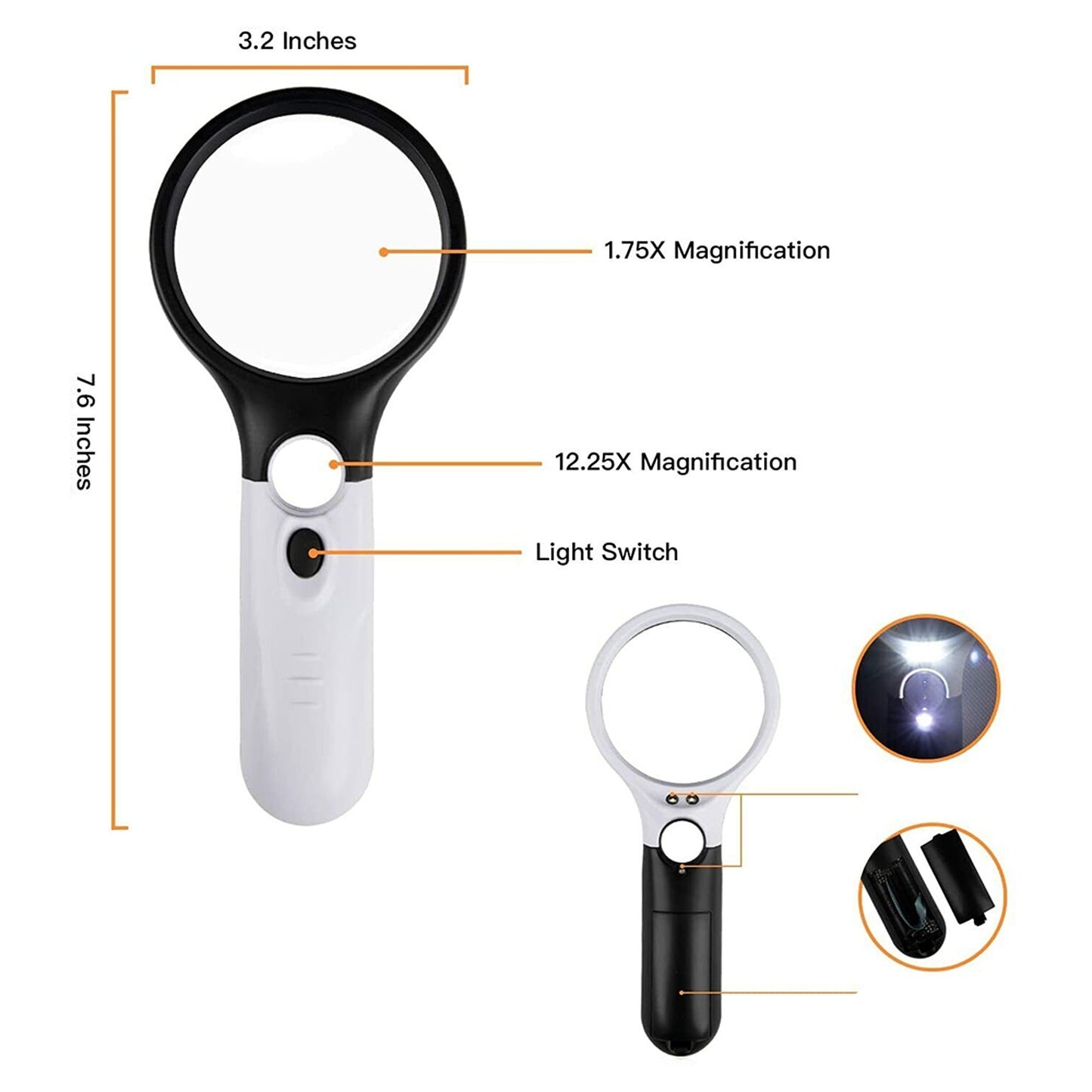 Magnifying Glass Handheld LED Illuminated 45X High Power