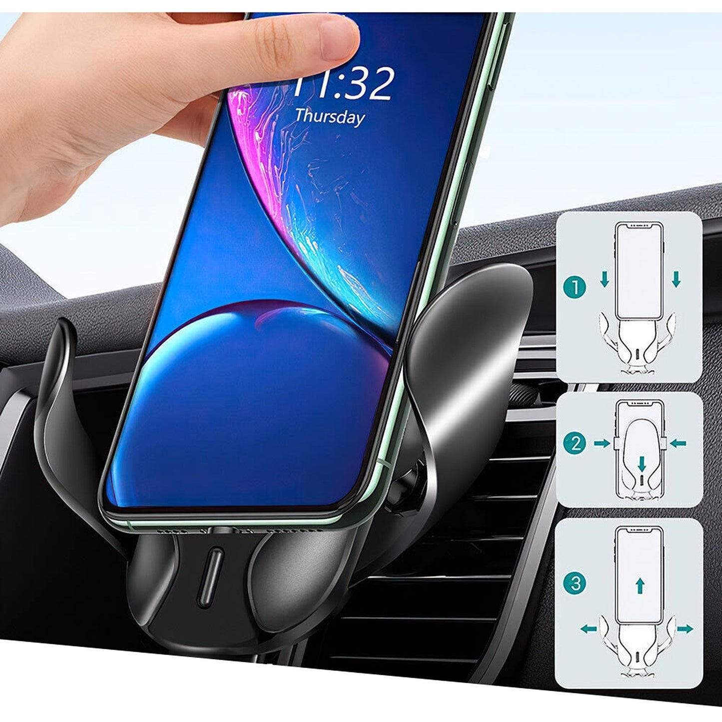 15W Qi Wireless Car Charger Fast Charging Mount with Automatic Clamping