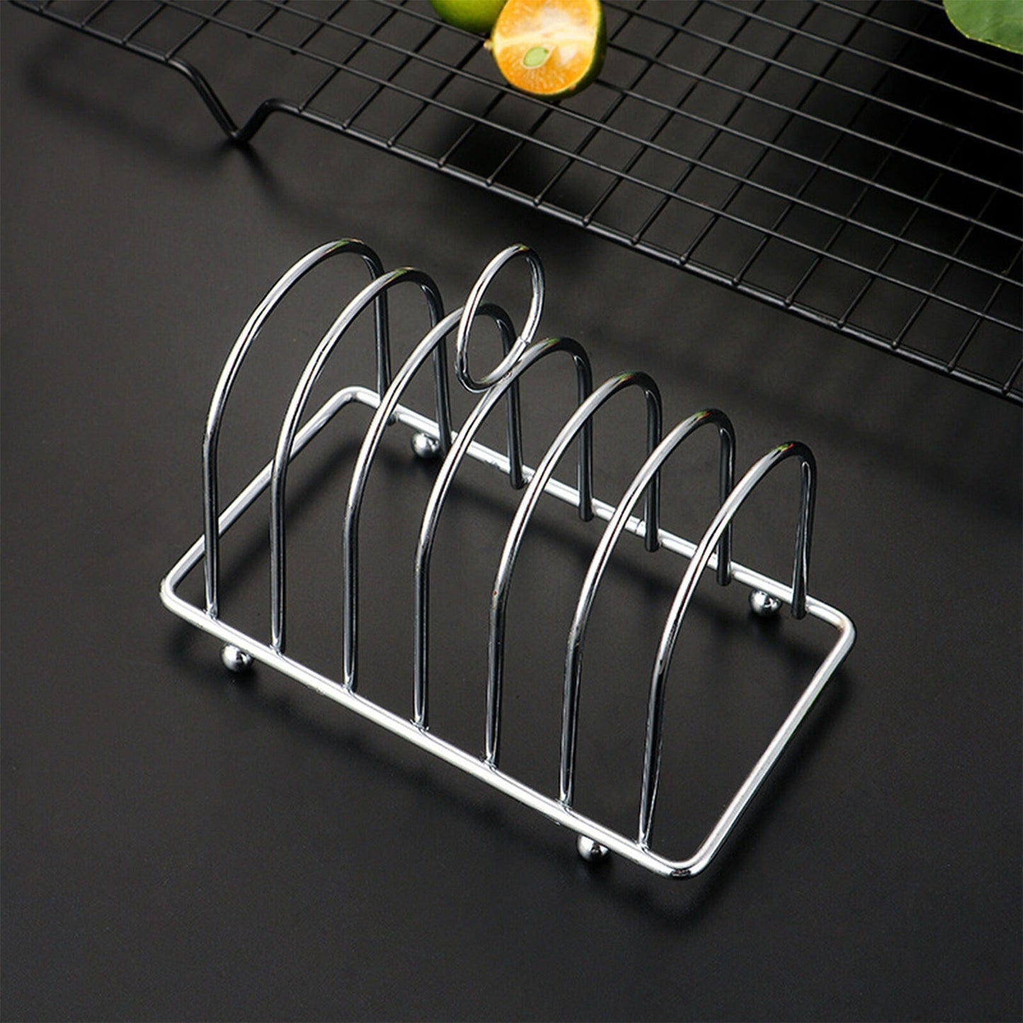 Stainless Steel Toast Bread Holder Metal Loaf Slices Rack 8 Slot