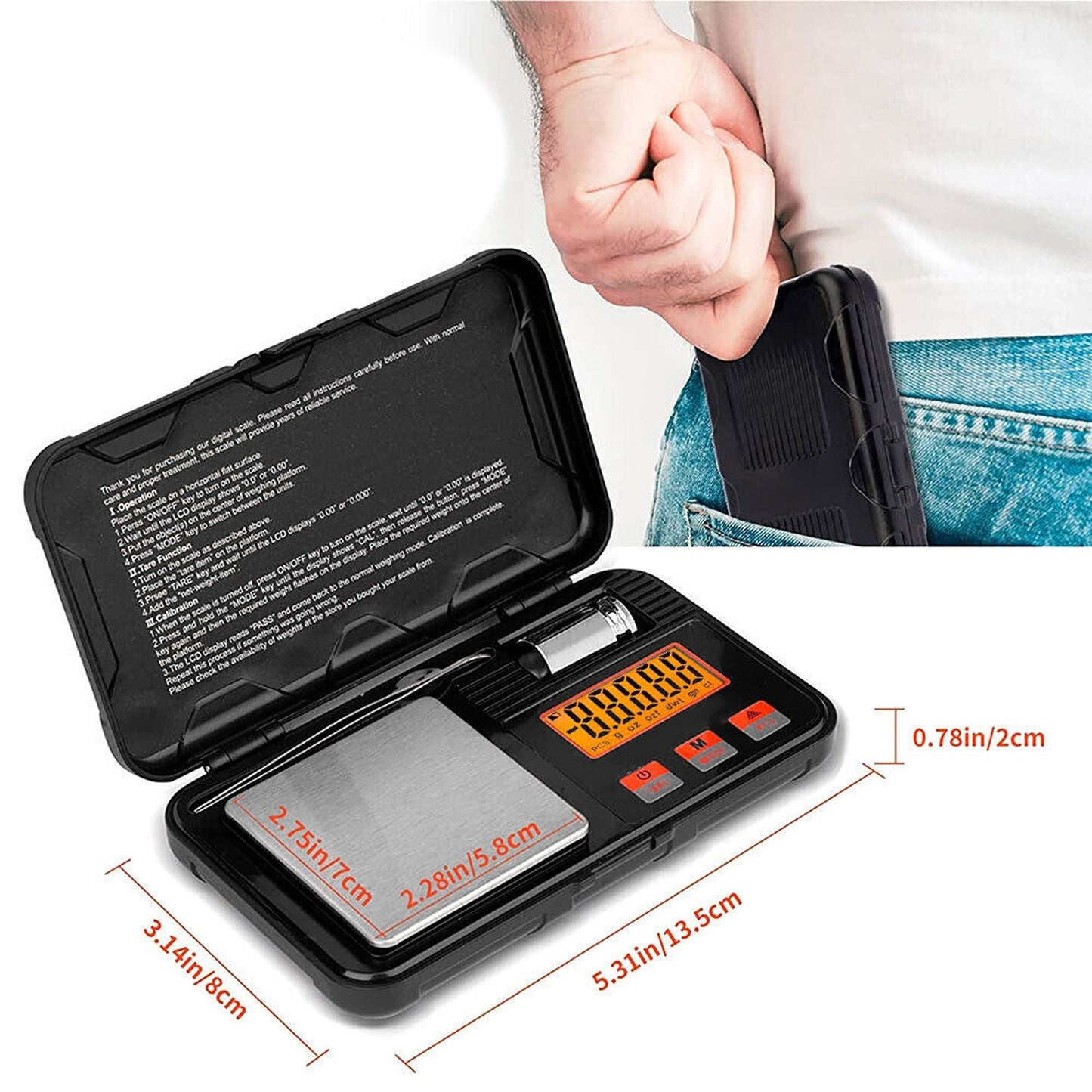 Pocket Digital Scales for Weighing Gold and Jewellery 50g Capacity