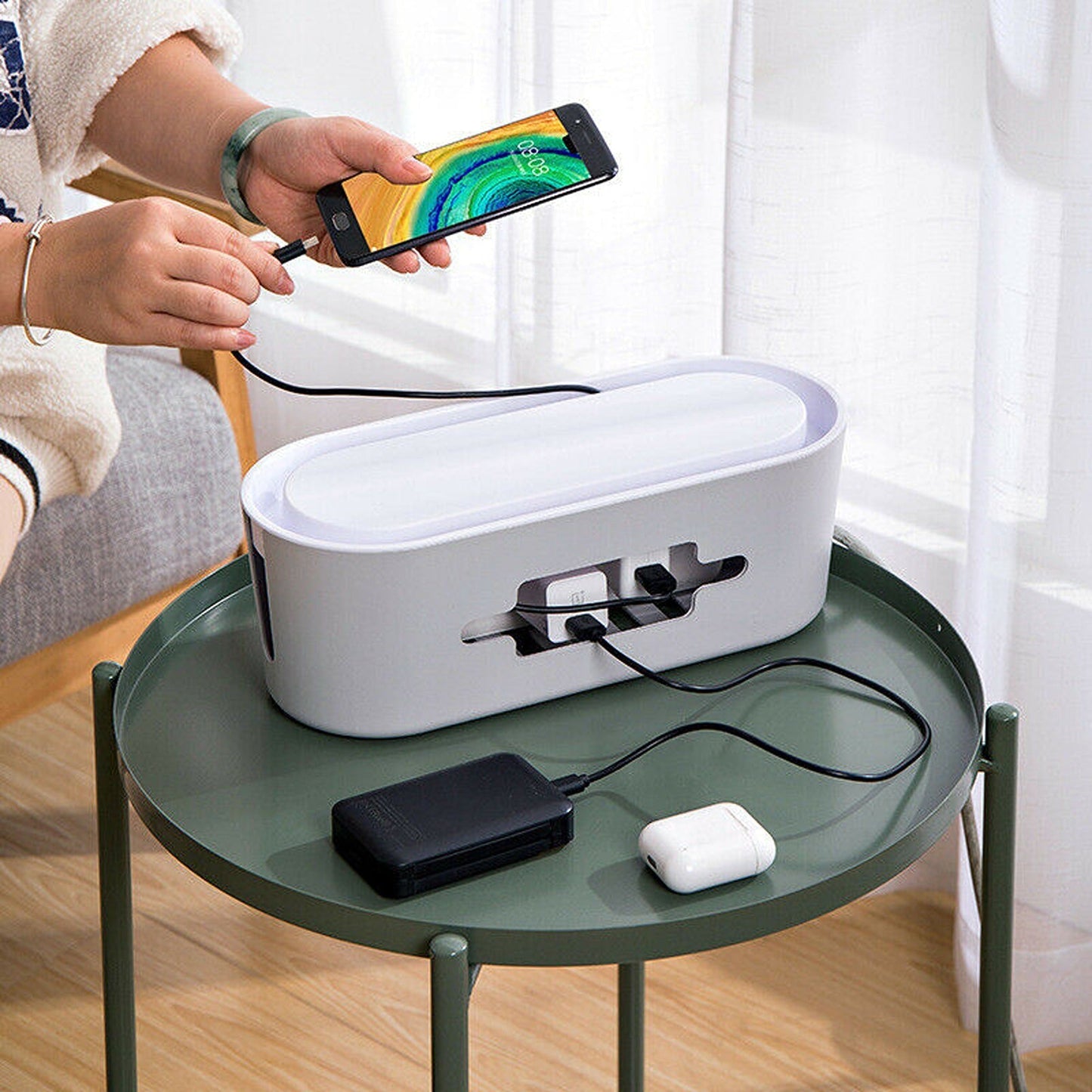 Cable Management Storage Box for Power Socket Wire Tidy Safety Case